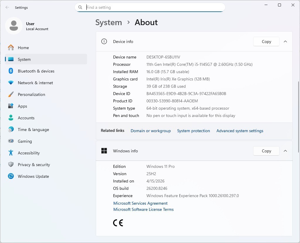 Dell Latitude 5520 15.6″ i5-1145G7 16GB 256GB NVMe Win 11 Pro – Battery and AC