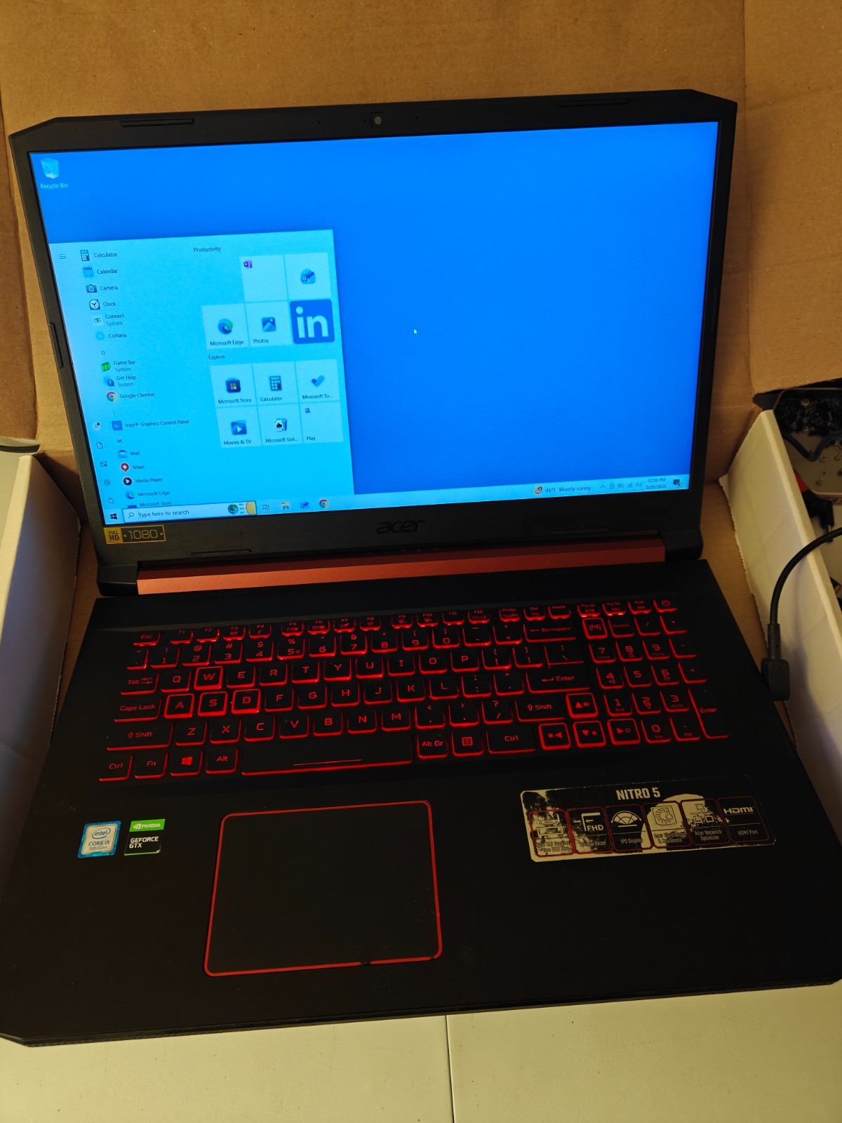 Acer gaming FHD 17.3″ Nvidia GTX 1650 9th core i5 2.4GHz 16GB RAM 768GB SSD