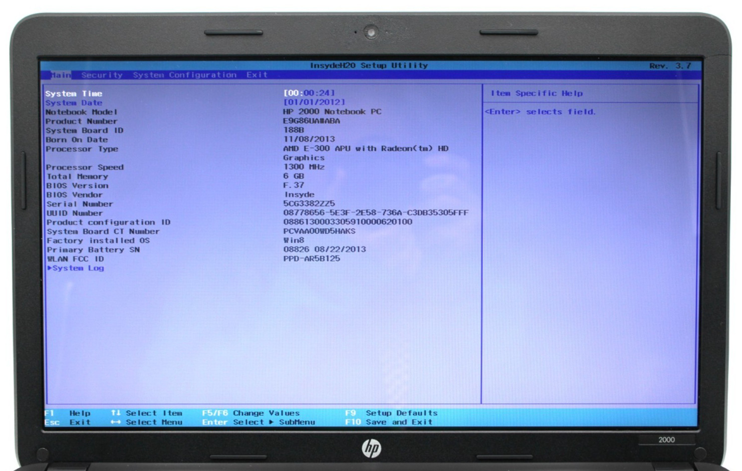 HP 2000-2d11DX AMD E1-E-300@1.33GHz 6GB DDR3 NO STORAGE OR OS *USED/TESTED*