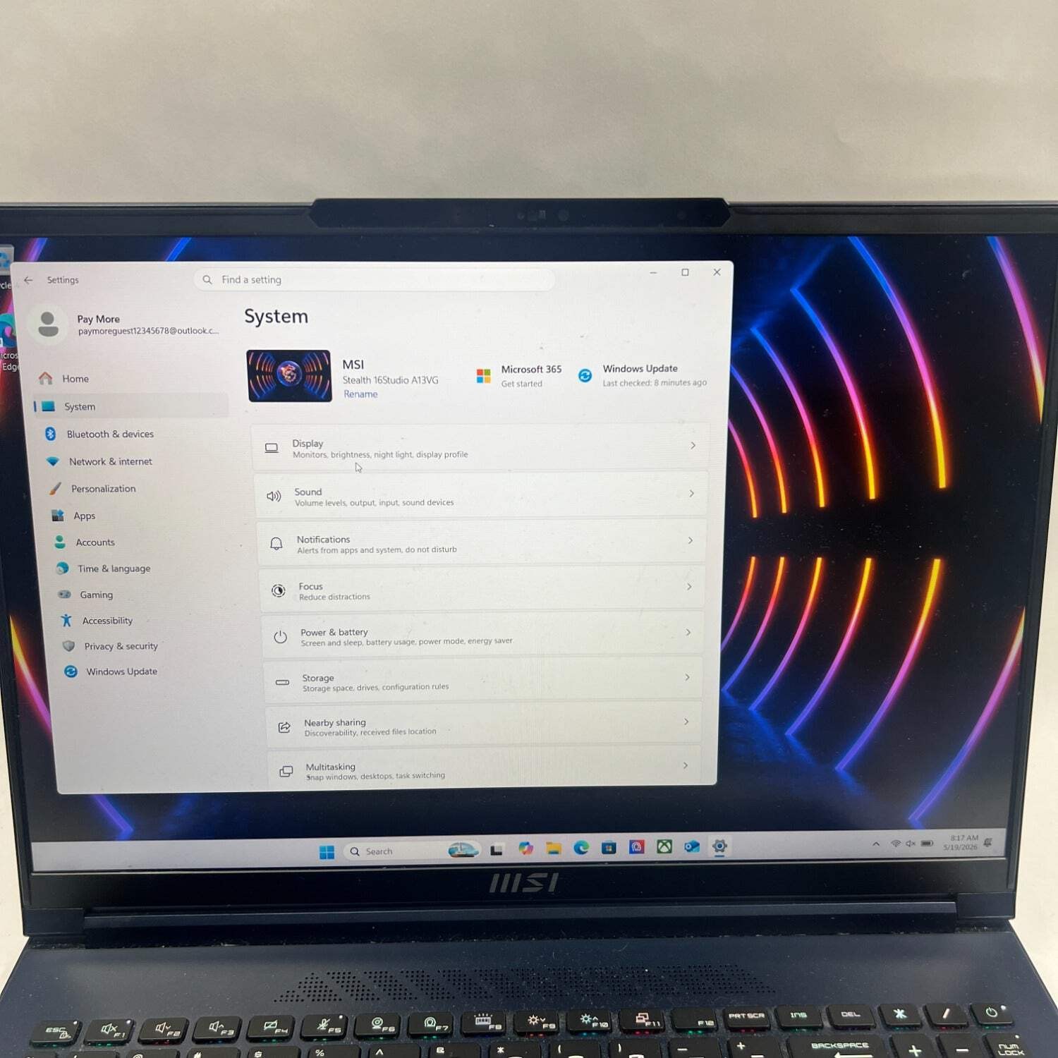 MSI Stealth 16 Studio A13VG 16″ i7-13620H 2.4GHz 64GB RAM 1TB SSD NVMe GeForce