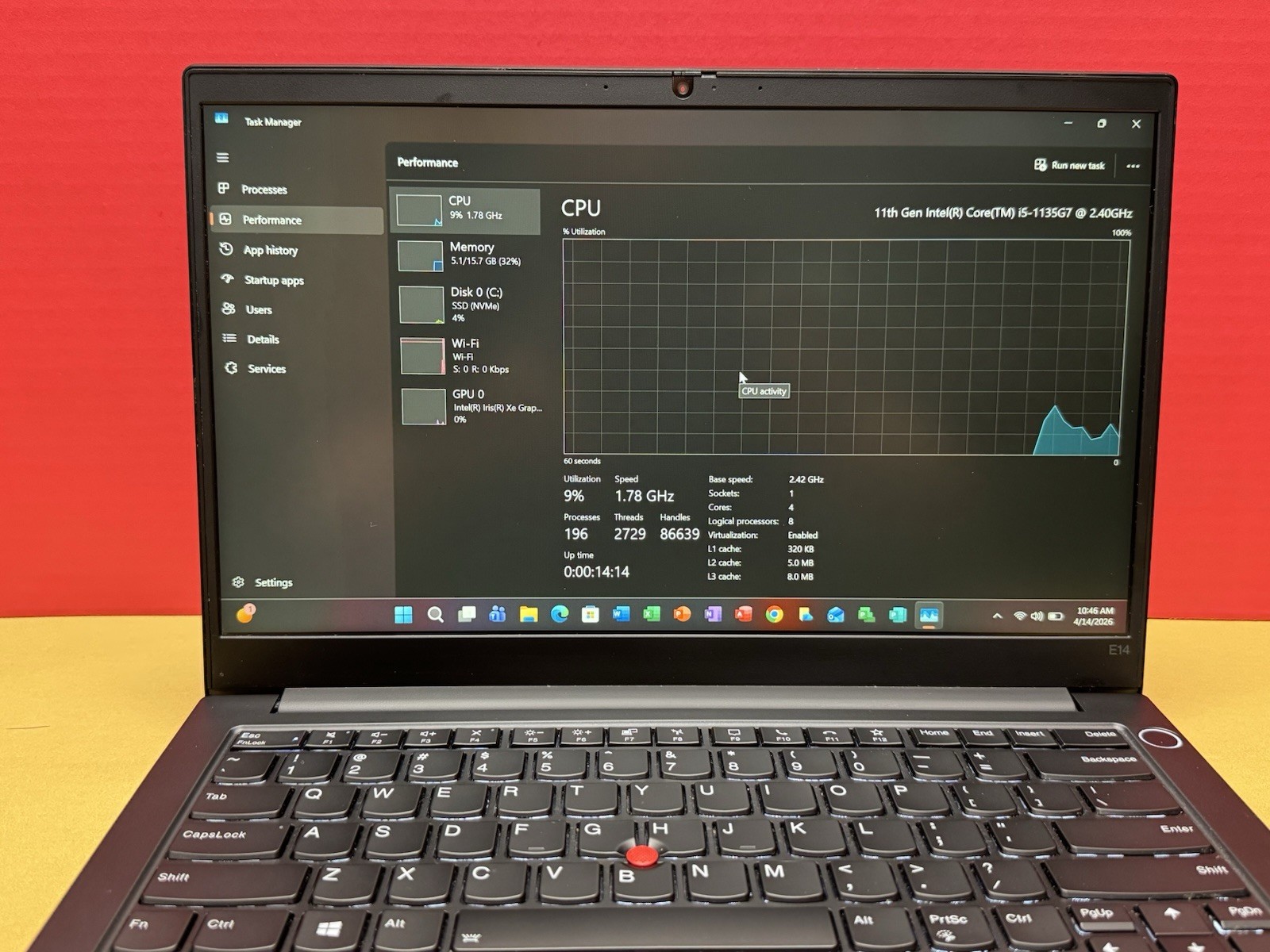 LENOVO THINKPAD E14 Gen 2 11th Gen i5 1135G7 2.4GHz 16GB RAM 256GB SSD