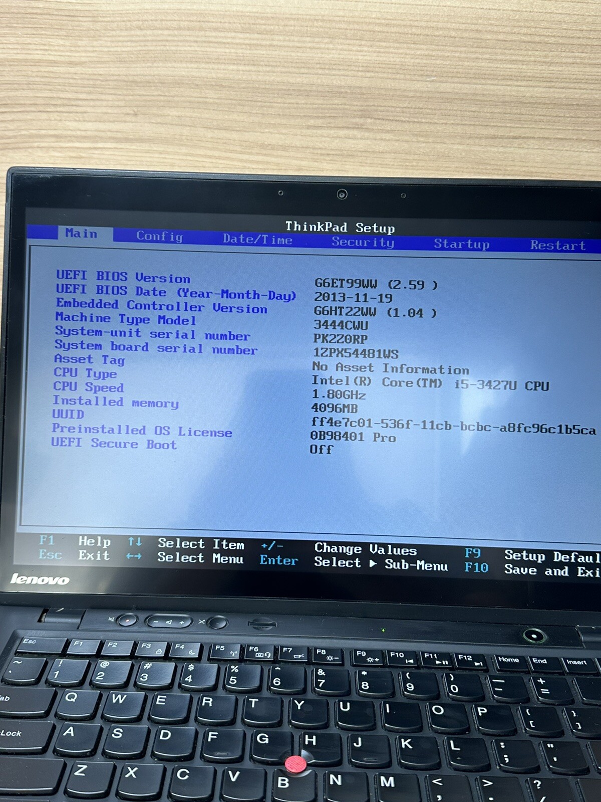 Lenovo ThinkPad X1 Carbon Intel Core i5-3427U 1.8GHz 4GB RAM No Hard Drive