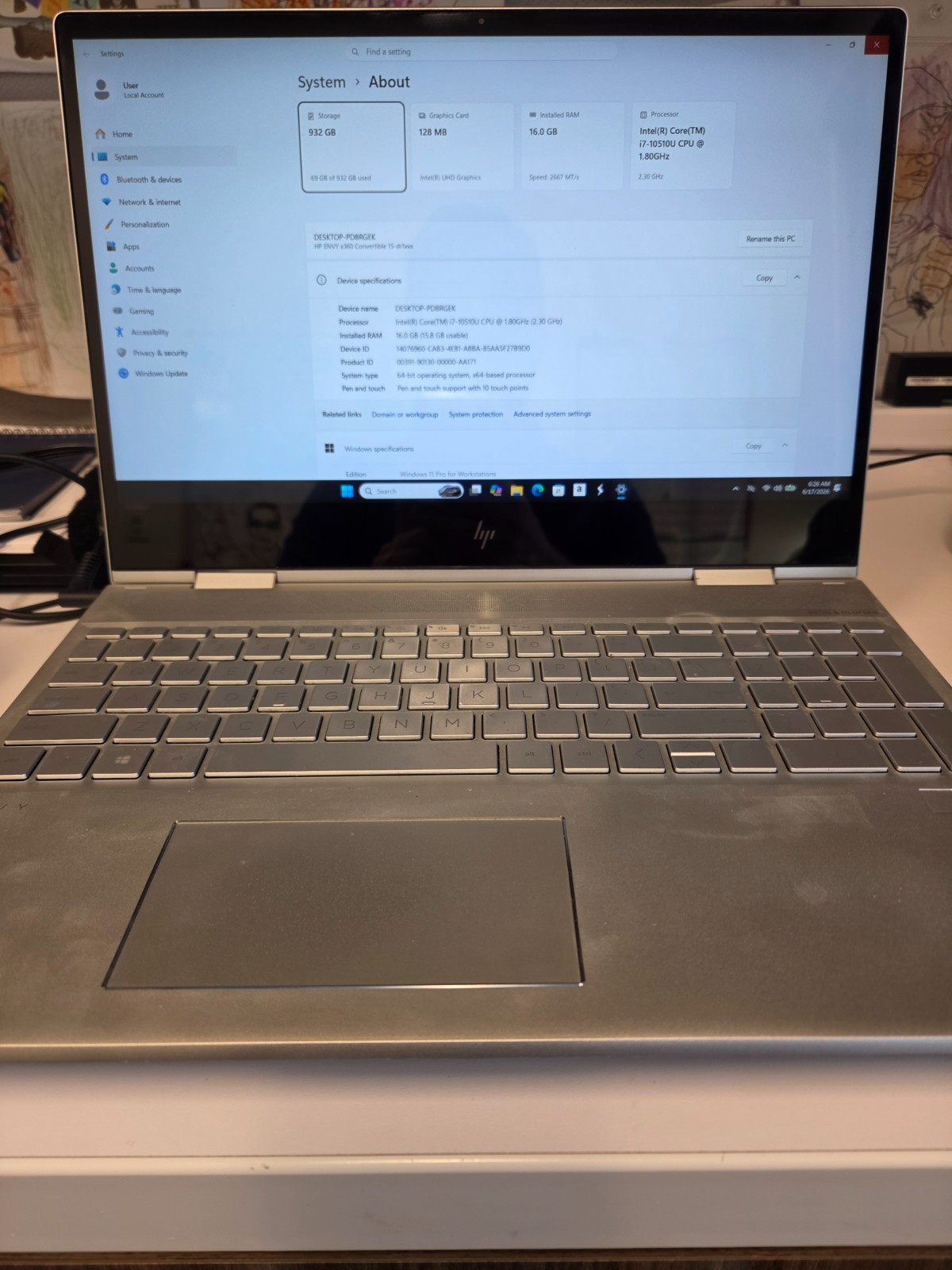 HP Envy x360 Convertible 15-dr1072ms 15.6″ Touch Laptop/i7-10510U/16GB/1TB SSD