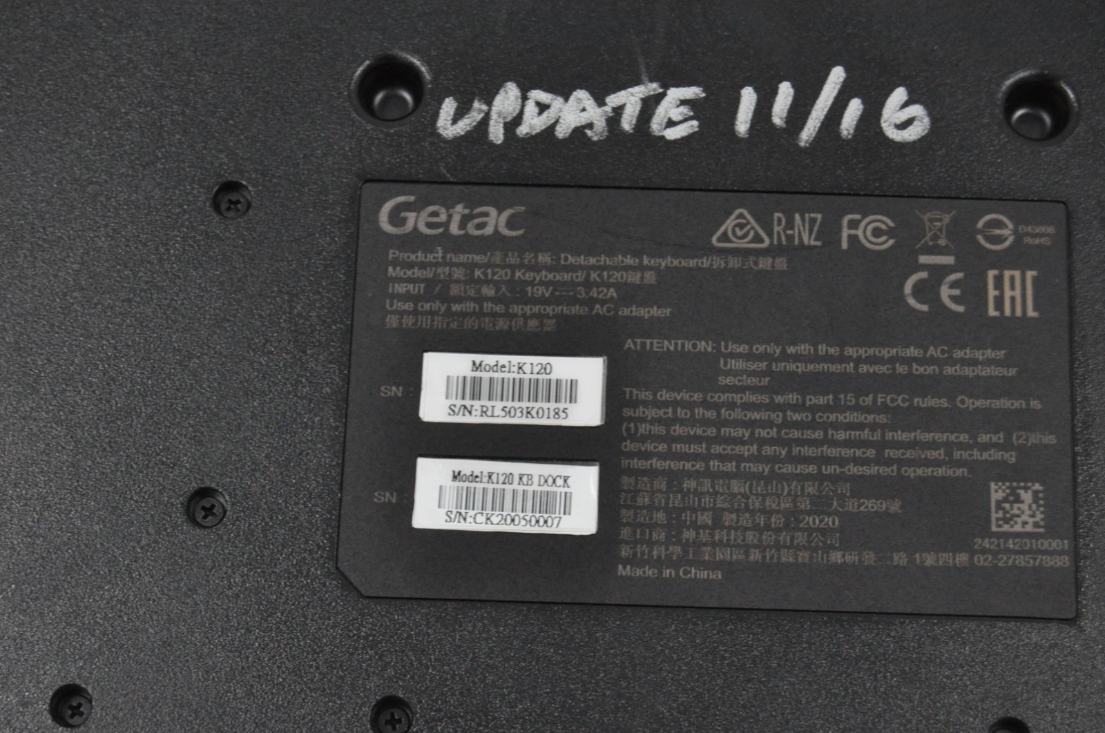 Getac K120 Rugged Tablet Laptop Intel Core i5-8350U 16GB RAM 500GB SSD #1506