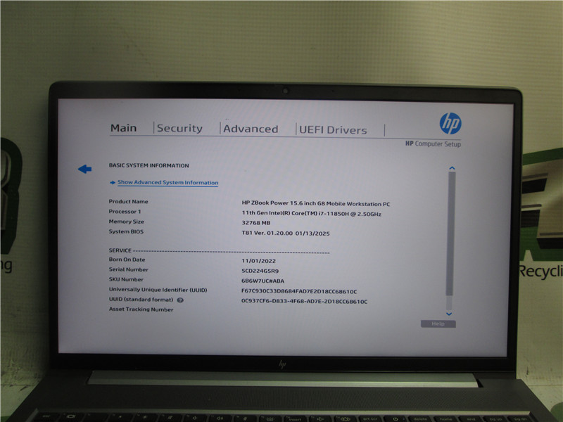 HP ZBook Power G8 Laptop i7-11850H 2.5GHz 32GB RAM 512GB SSD Windows 11 Pro COA