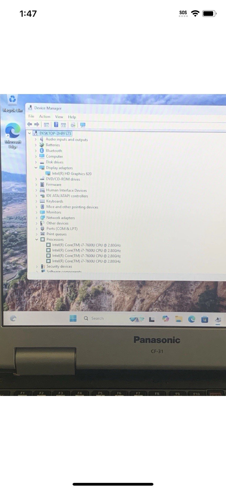 Panasonic Toughbook CF-31 MK6 i7-7600U Touch 16GB 256 SSD Win11pro 4G/DVD -Clean