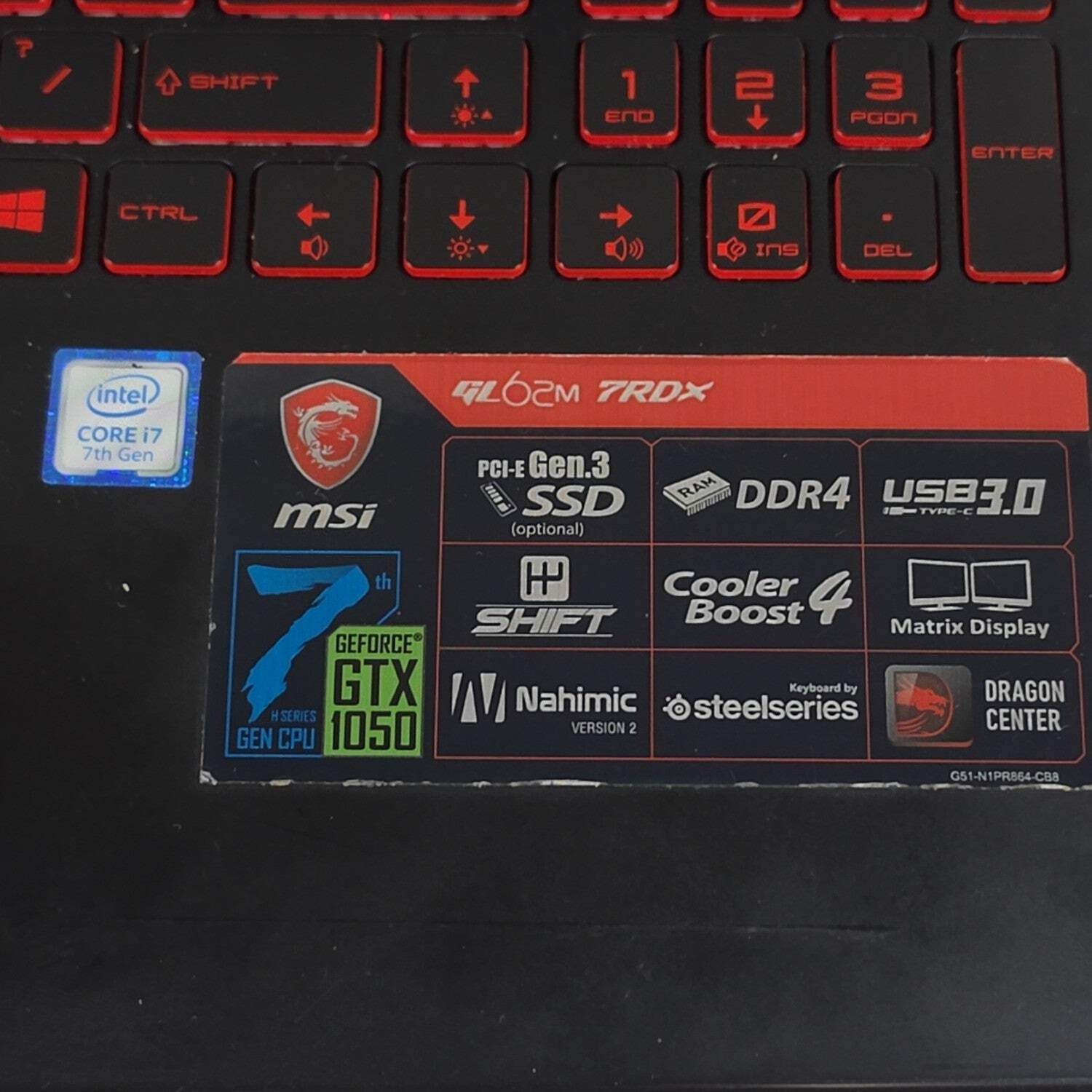 MSI GL62M GL62M 15.6″ i7-7700HQ 2.8GHz 8GB RAM 128GB SSD