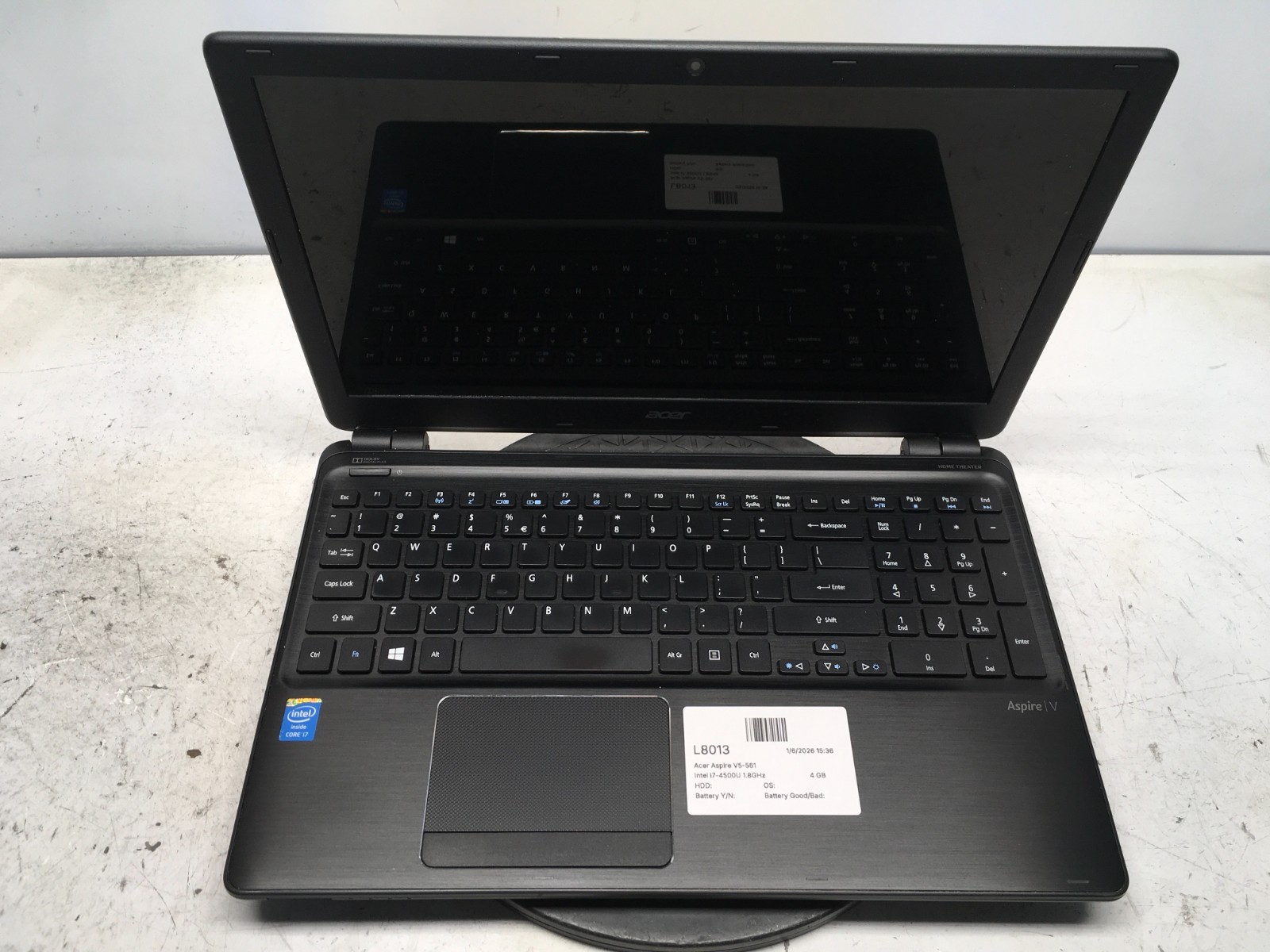 Acer Aspire V5-561 Intel i7-4500U 1.8GHz 4 GB NO HDD