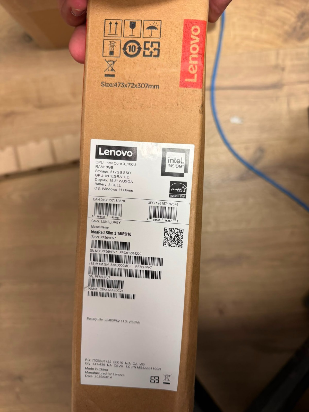 Lenovo IdeaPad Slim 3 Core 3 100U 8GB RAM 512GB SSD **LCD BROKEN**
