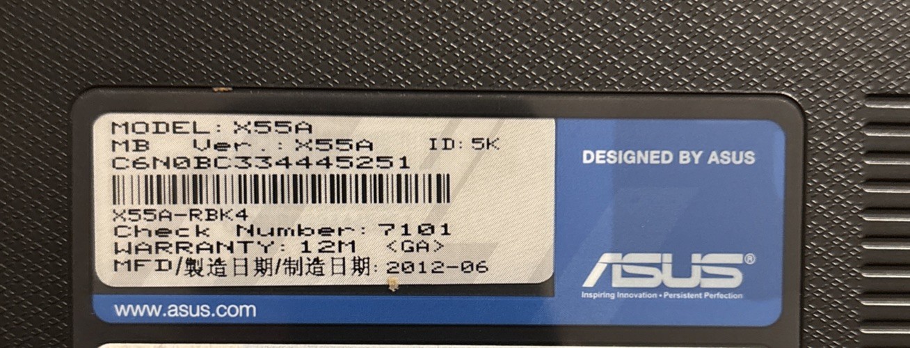 Asus X55A-Intel Pentium B970 CPU. 2.3Ghz, 4gb Ram. 1TB SSD Windows 10 Pro