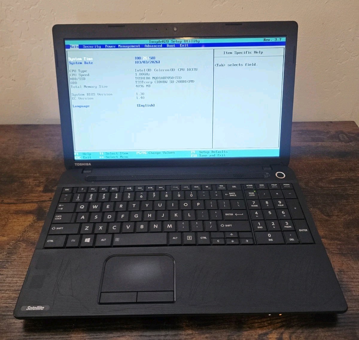 Toshiba Satellite C55 15.6″ HD Laptop Intel Celeron 1037U 4G 500G No OS DVD Cam