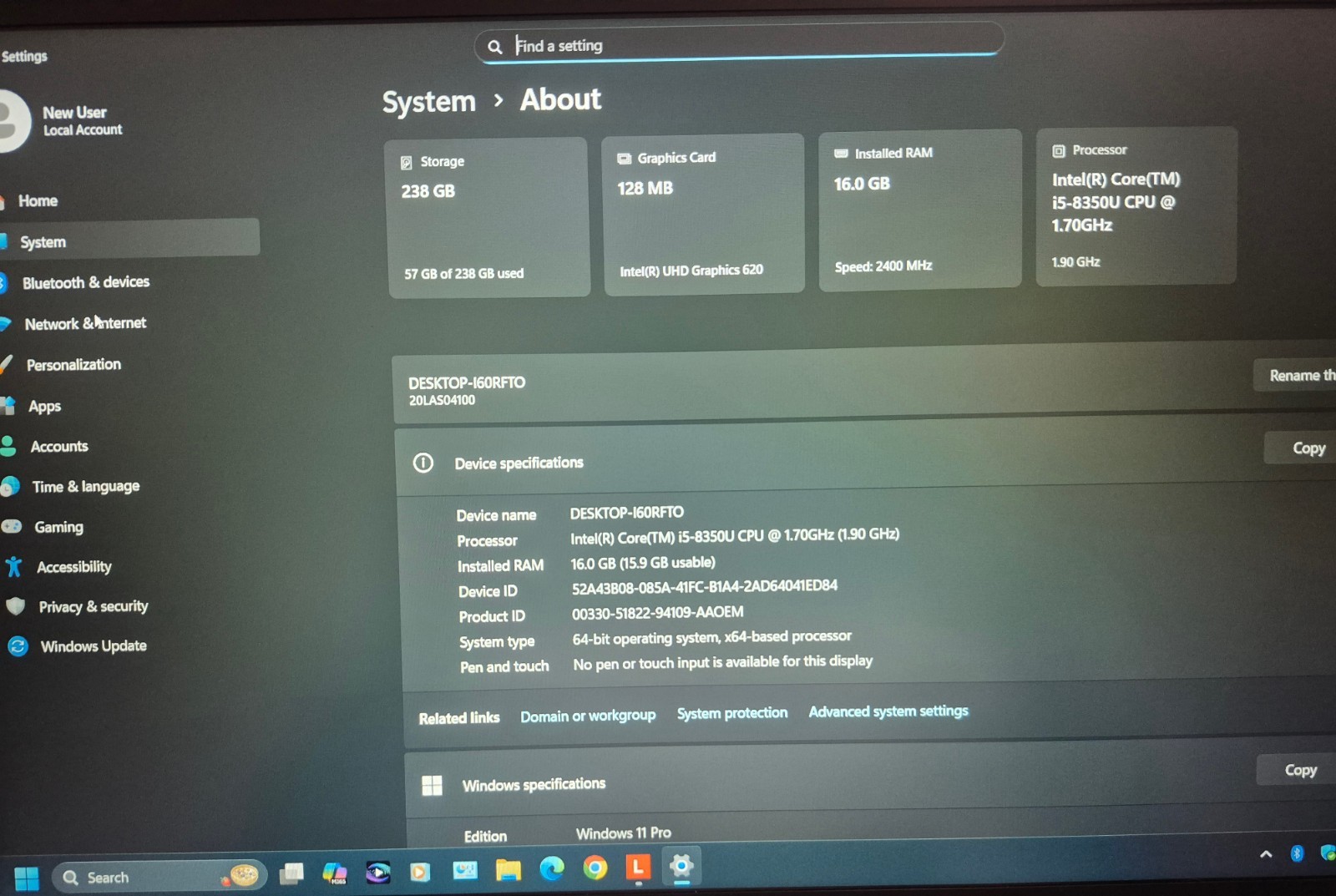 LENOVO THINKPAD T580 LAPTOP i5-8350U 16GB RAM 256GB SSD WIN 11+ OFFICE 2021
