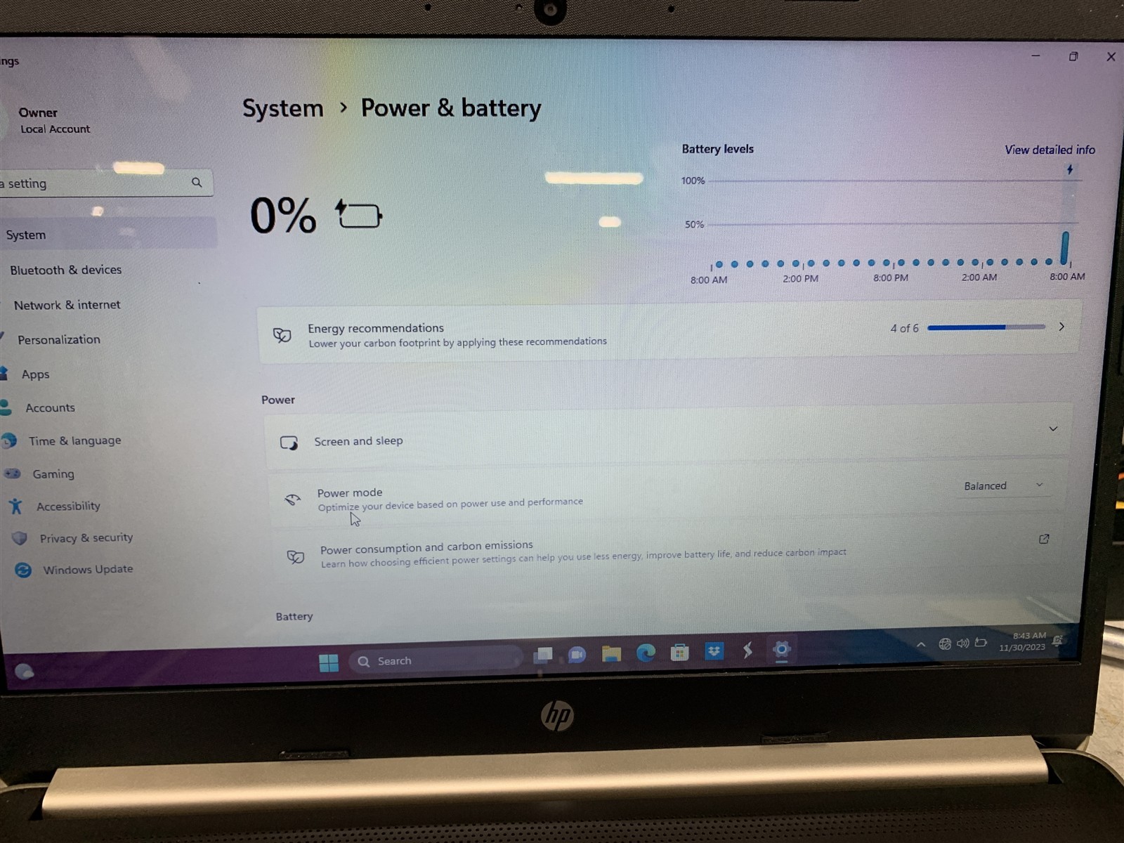 HP Laptop 14-dq1 Intel i3-1005G1 1.20GHz 4GB RAM 128GB NVMe SSD Win11 Bad Battry