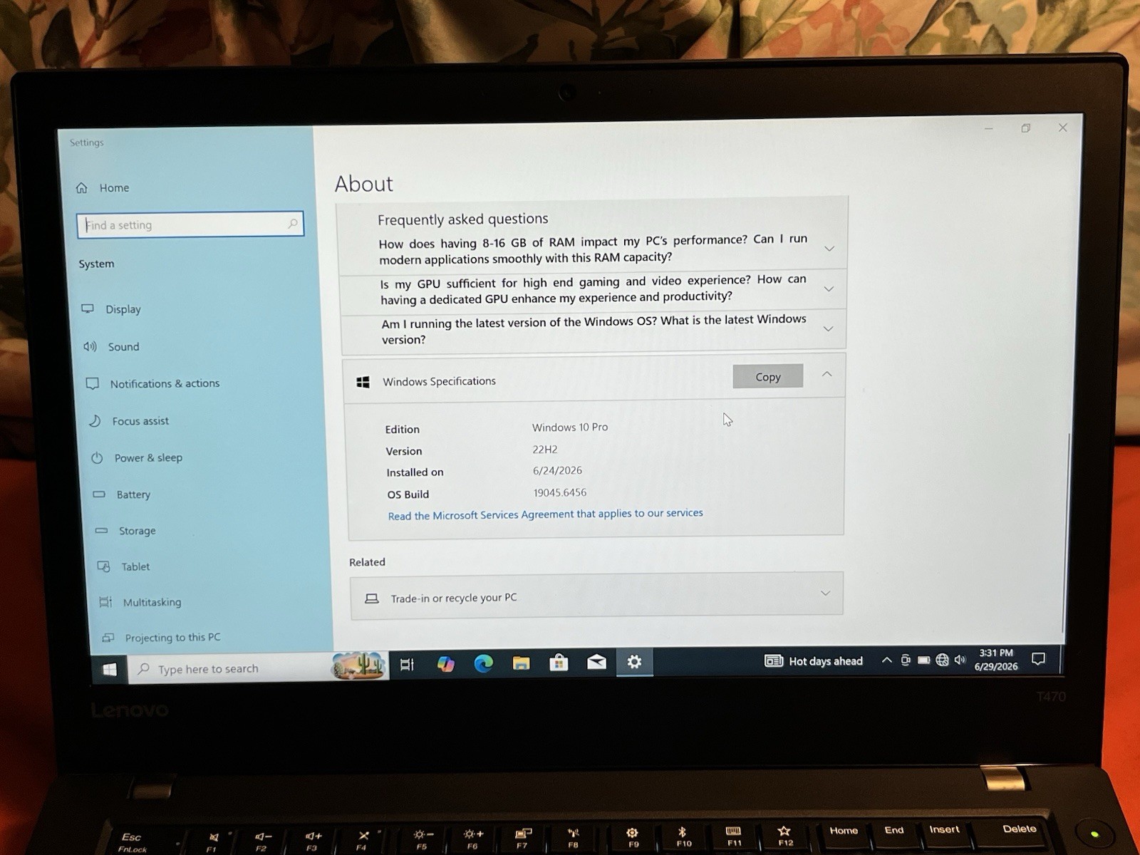 Lenovo ThinkPad T470 14″ i5-7200U 2.50GHz 8GB 238GB SSD Win 10 Pro