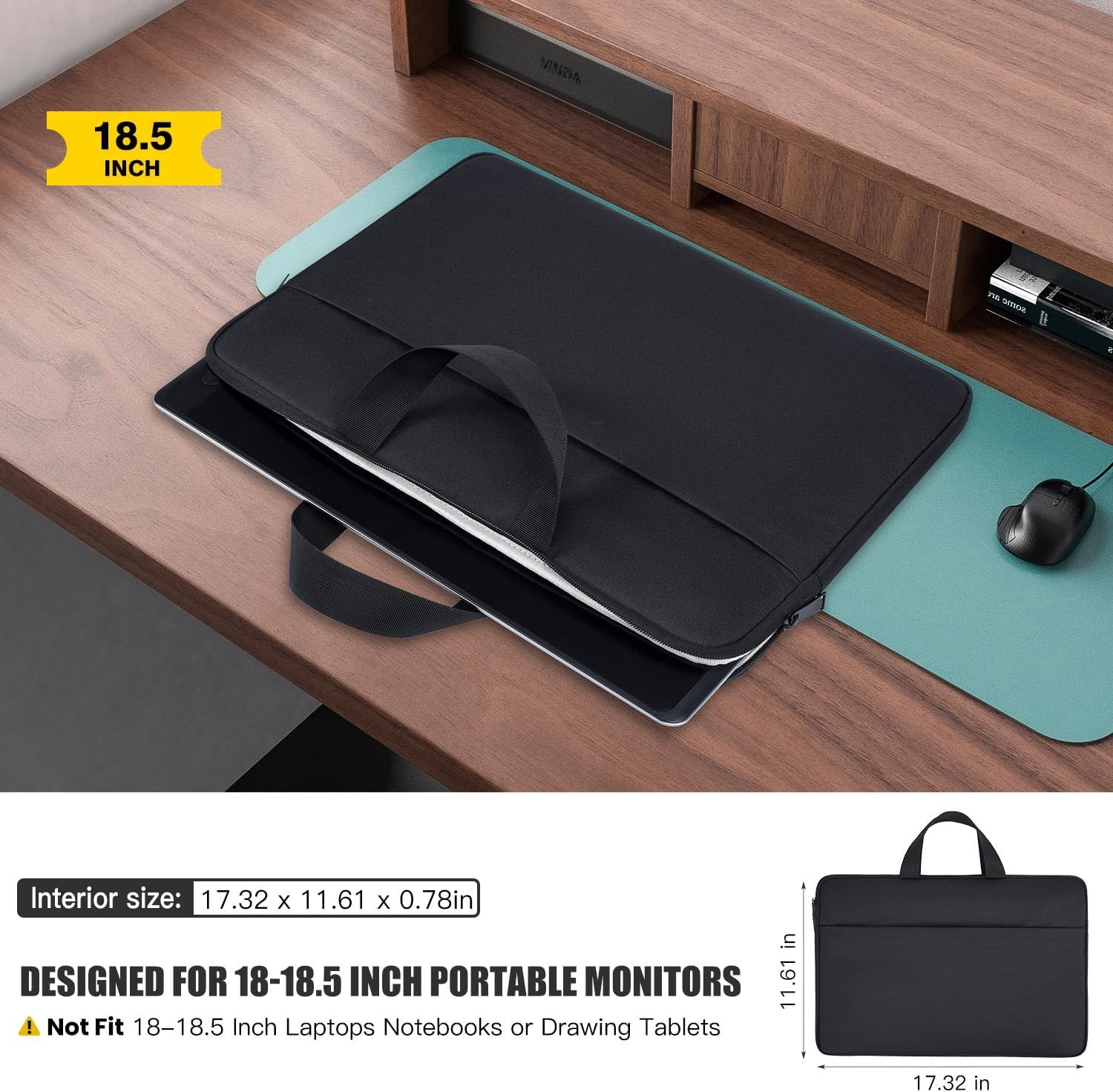 18.5 Inch Portable Monitor Case, Protective Carrying Sleeve for VisionOwl InnoVi