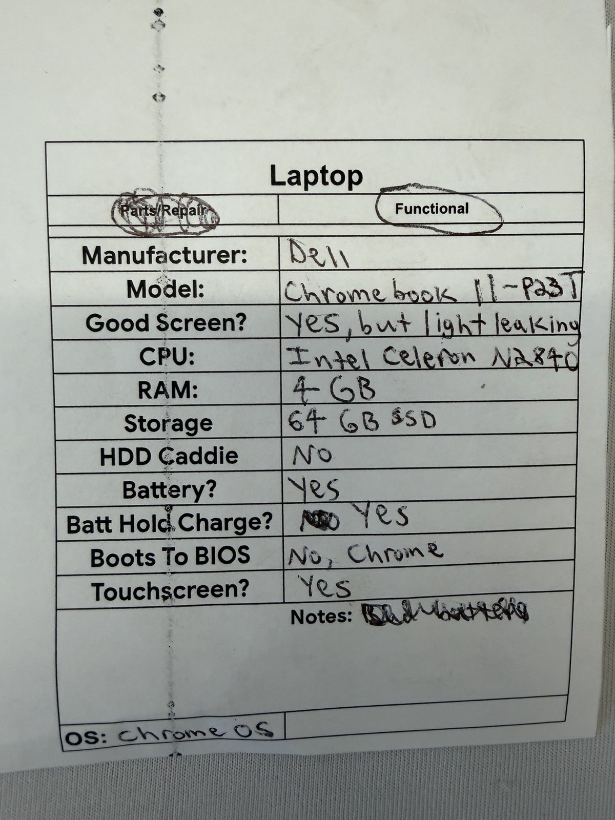 Dell Chromebook 11-P23T Laptop – Intel Celeron N2840 – RAM 4GB – Read Des