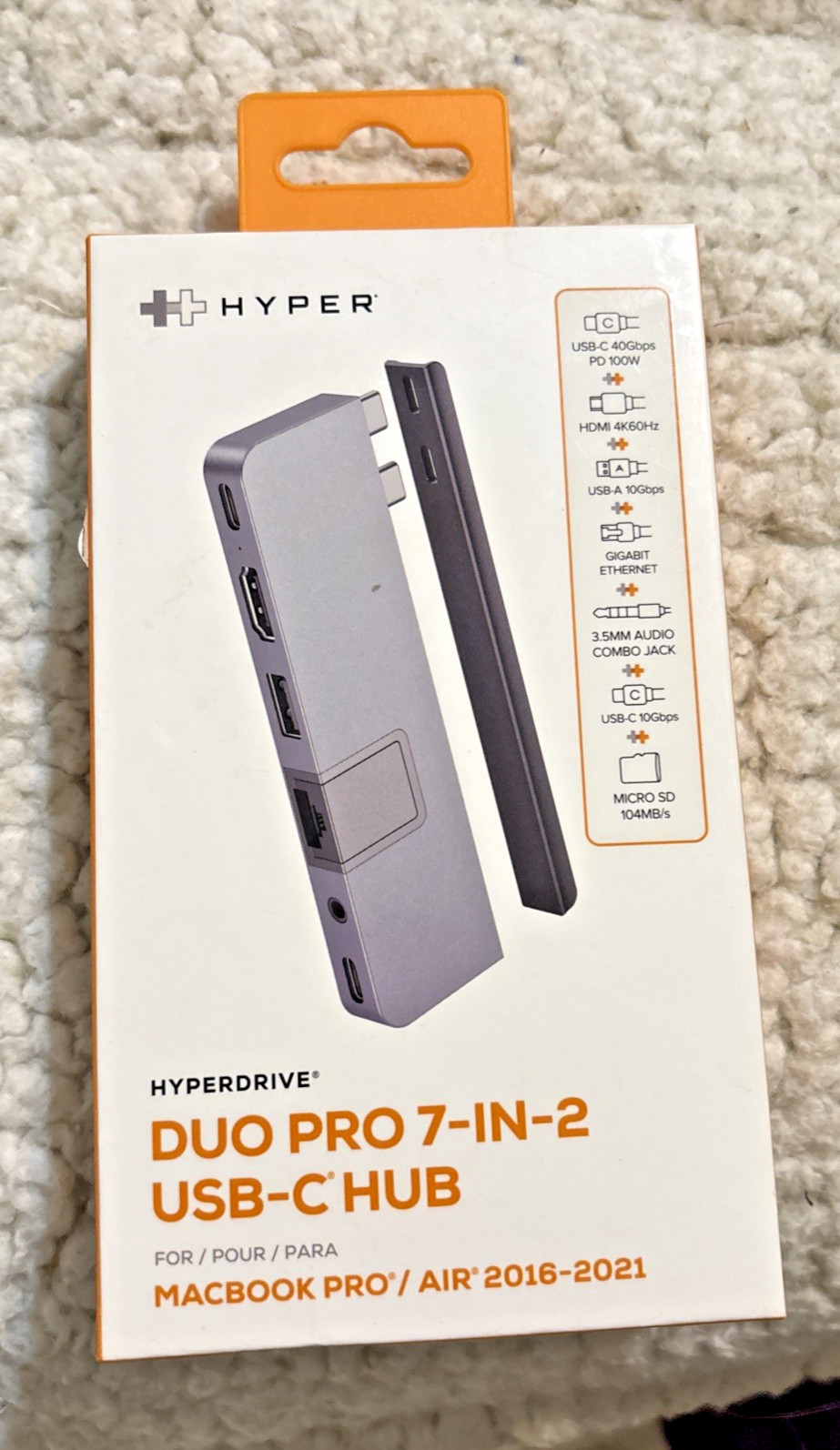 HyperDrive DUO 7-in-2 USB-C Hub for Apple MacBook Pro/Air Space Gray New in Box