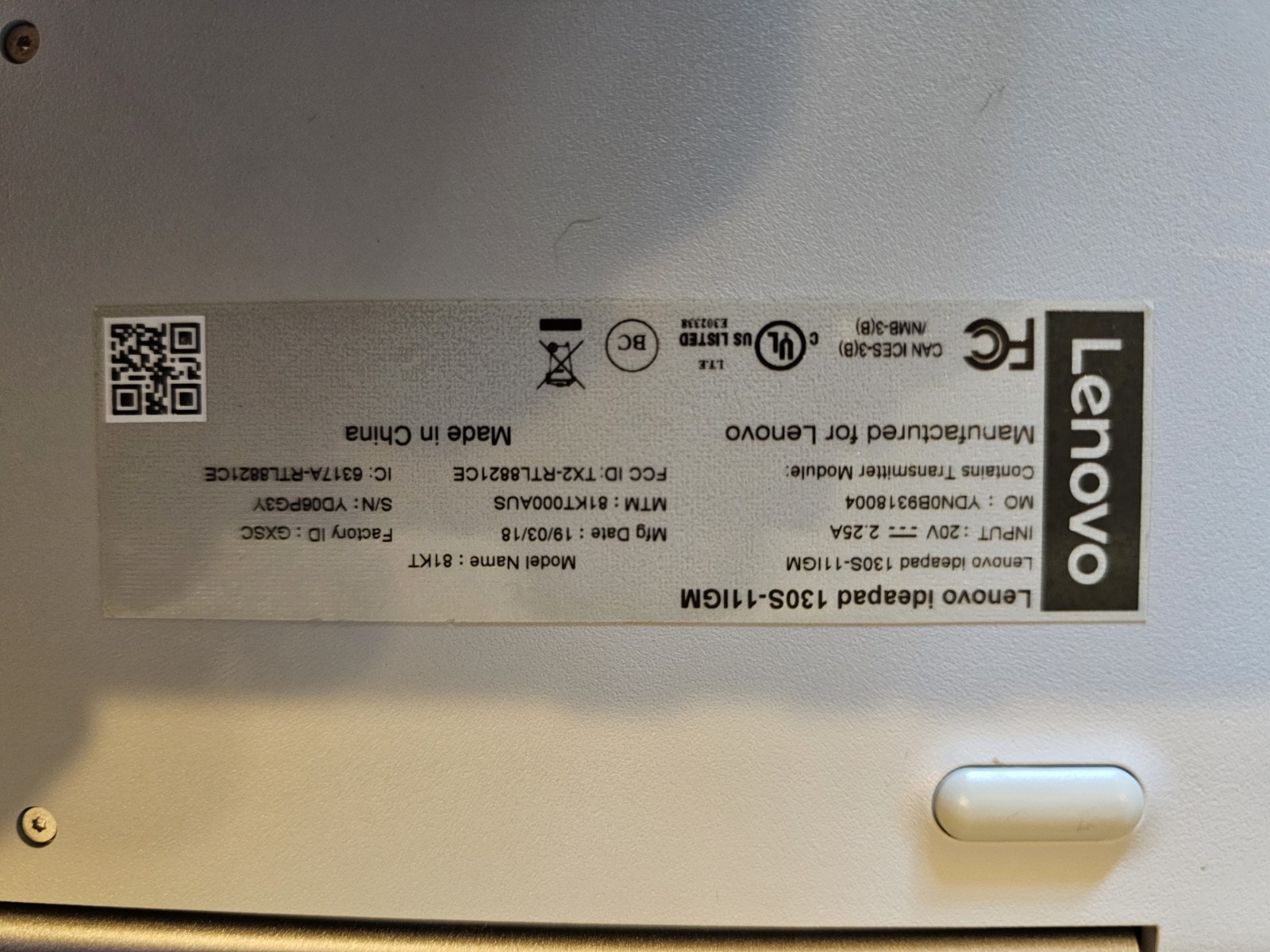 Lenovo IdeaPad 130s-11igm Intel Celeron 4GB RAM 64GB SD Gray W/ Original Charger