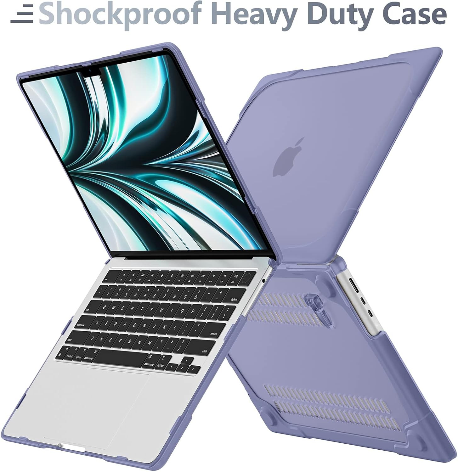 FlexStand Heavy Duty Case for MacBook Air 13.6 inch, Lavender Grey, Foldable Kic