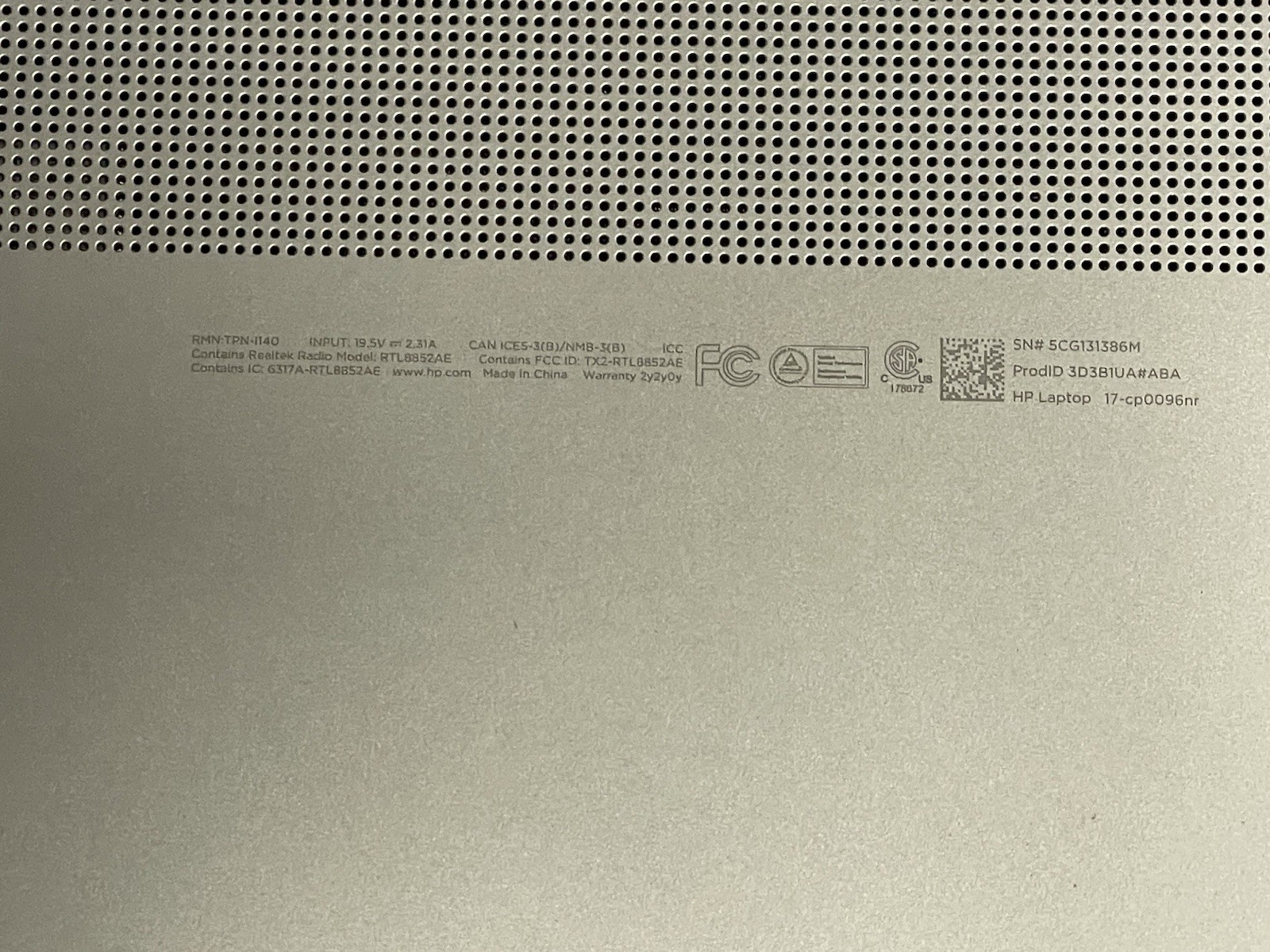 HEWLETT PACKARD 17-CP0096NR 1TB HD 8GB Ram 17″ (MAD050505)