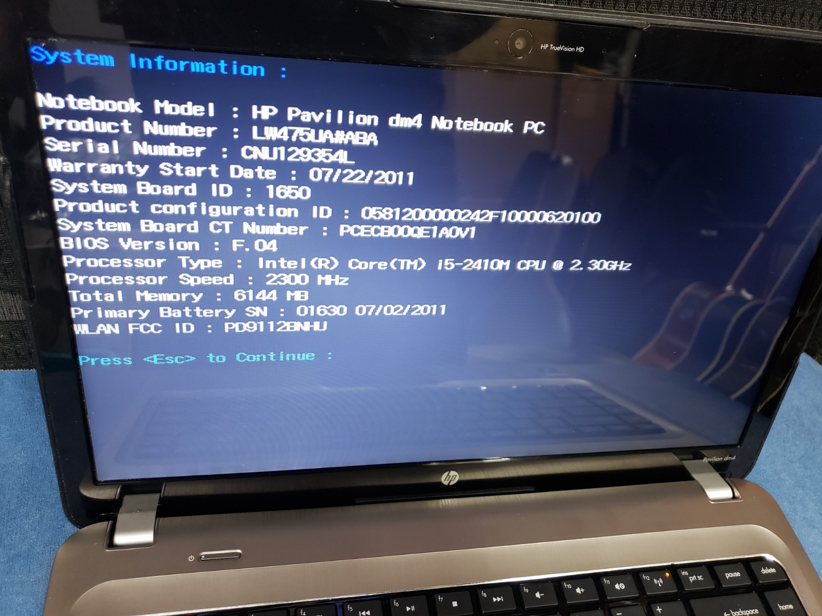 HP PAVILION DM4 2070US – INTEL I5 2410M – 6GB RAM – 640GB HDD no charger