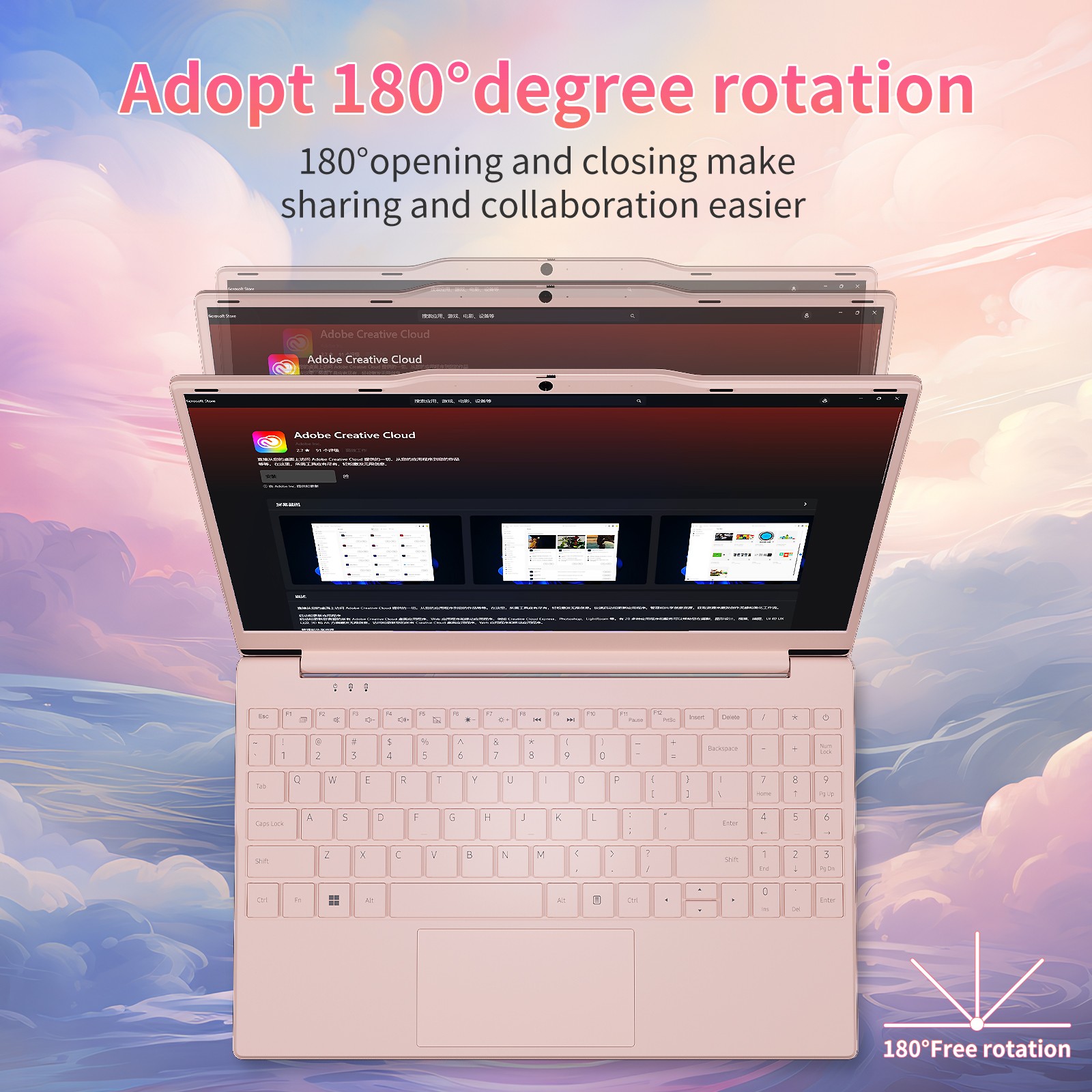 Ultra Slim 14.1inch Pink Laptop N5095 8GB DDR4 256GB SSD Portable Student Laptop
