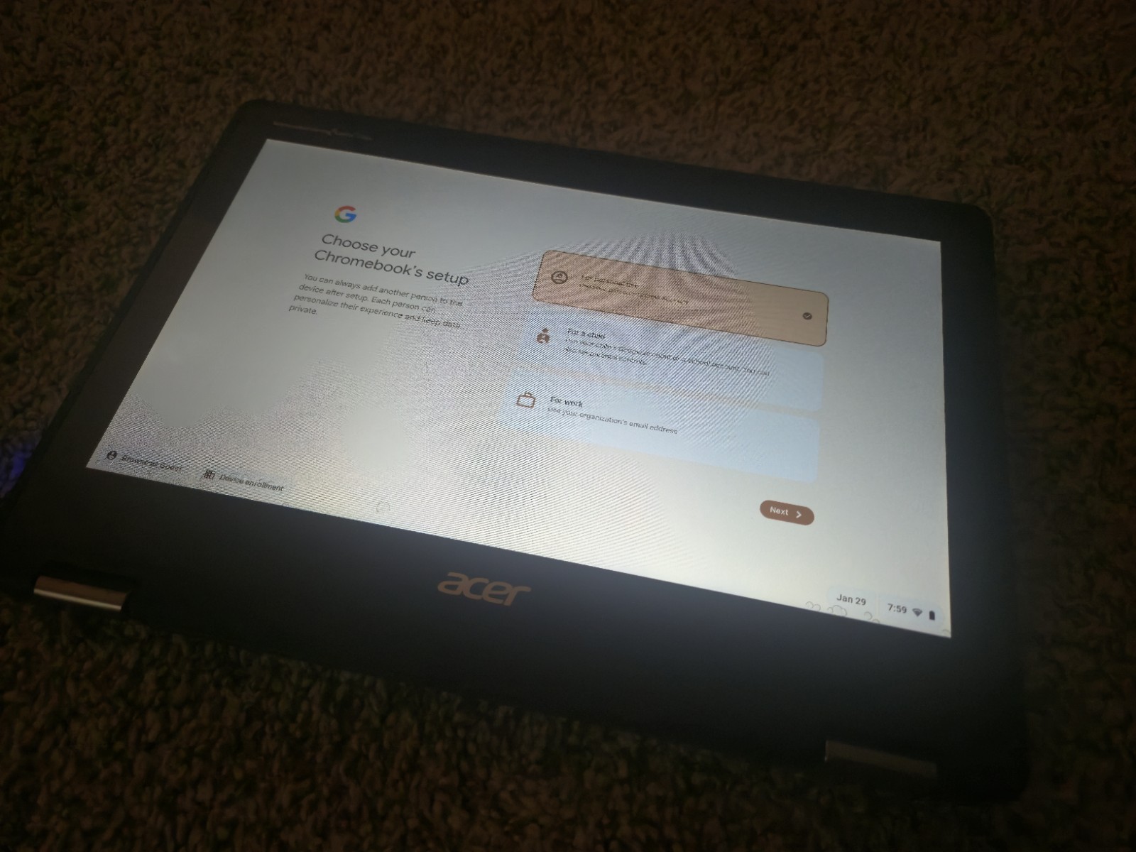 Acer Chromebook Spin 11 2 in 1 11.6″ Touchscreen Intel 4GB RAM 32GB HD