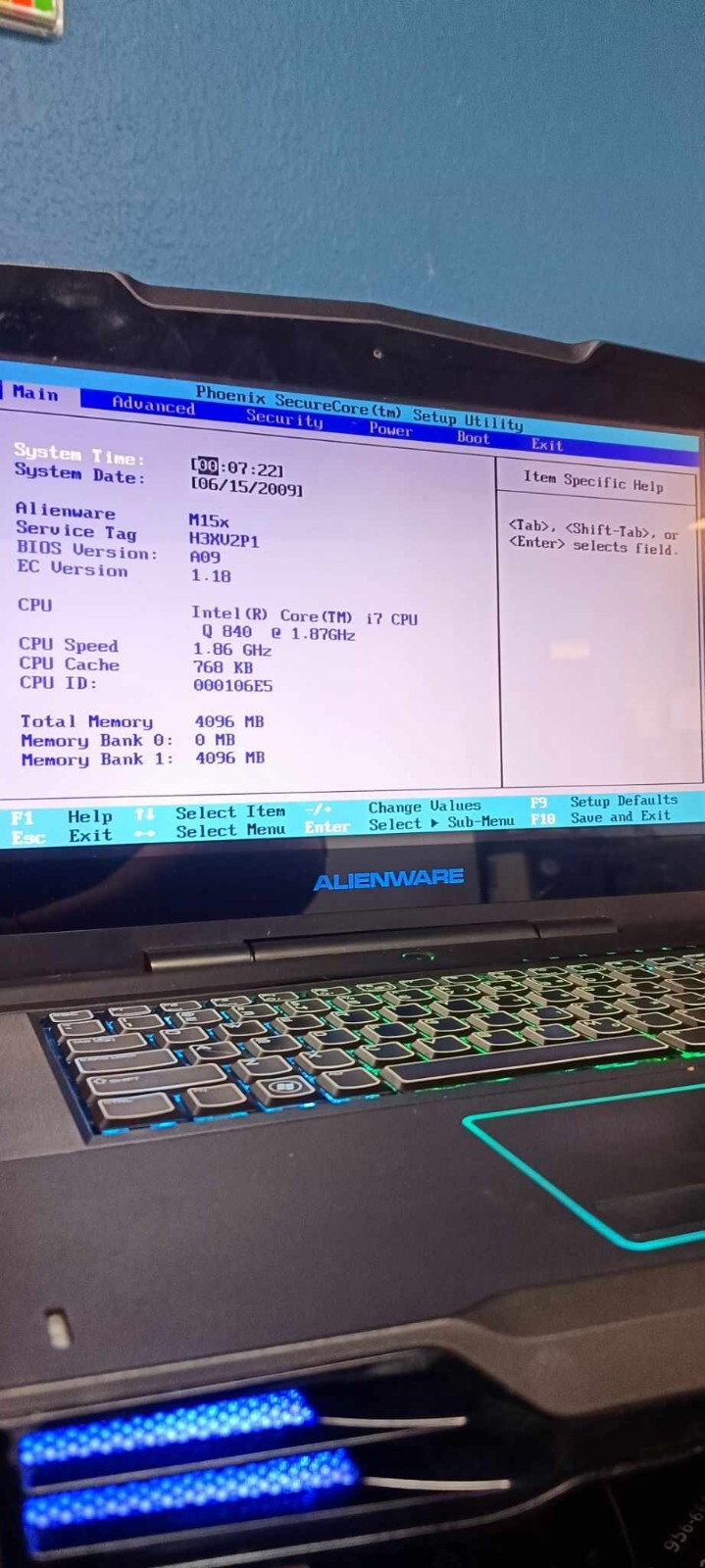 Alienware M15x, Intel Core i7-Q840, NVDIA GTX 260M 1GB VRAM, No battery,Untested
