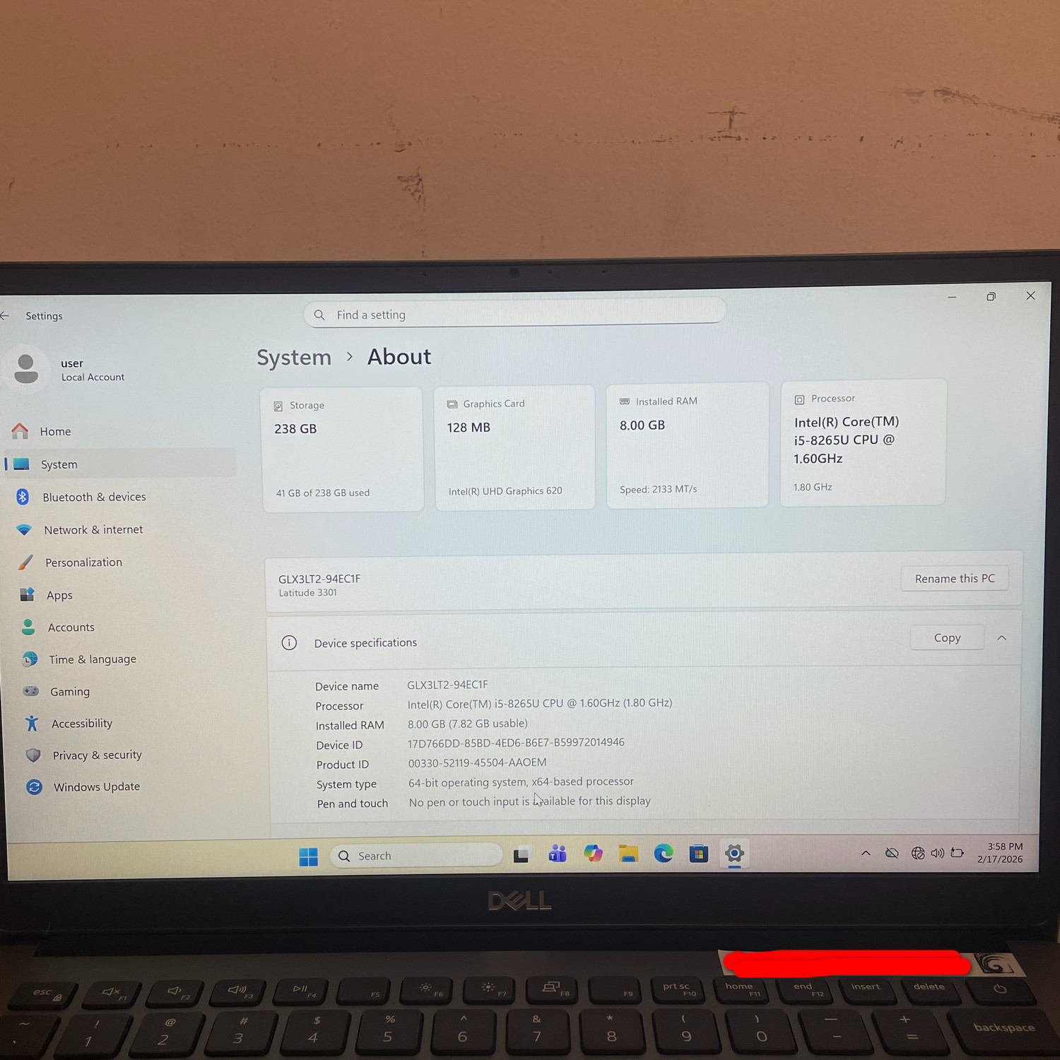DELL Latitude 3301 Core i5 8265U @ 1.60ghz 8 DDR3 256gb SSD Win11 x64 Pro