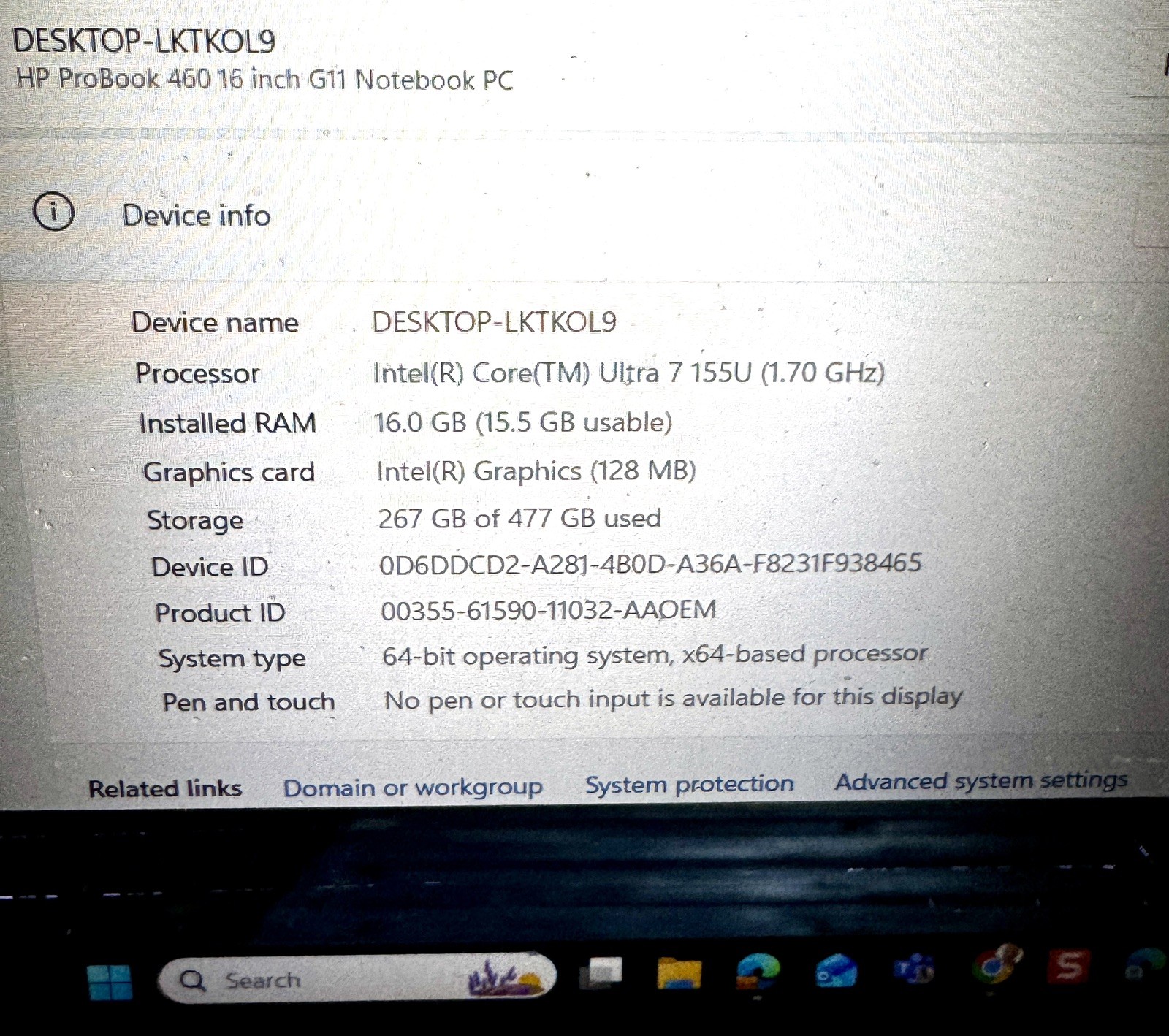 **Privacy Screen** HP ProBook 460 G11 16″ Ultra 7-155U 16GB RAM 512GB