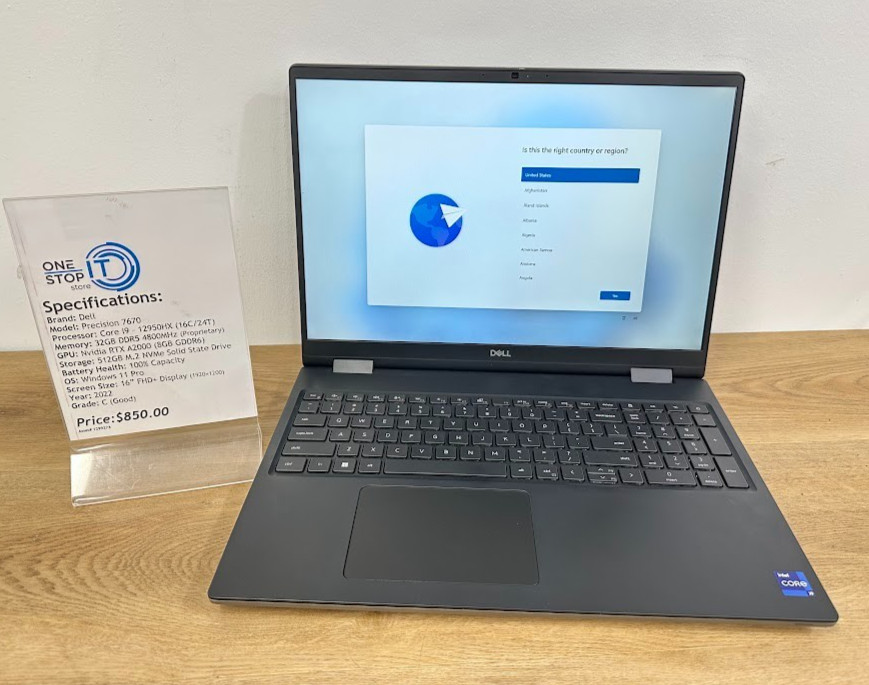 Dell Precision 7670 Core i9 12950HX 32GB DDR5 Nvidia RTX A2000 512GB 2022