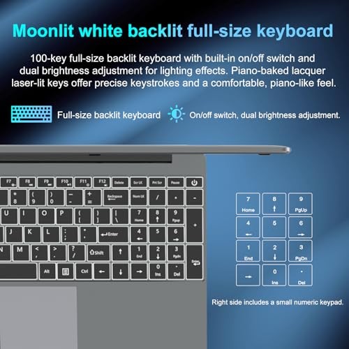 15.6 inch Laptop PC Cerelon N5095, Portable Computer 16GB RAM 16.6-inch Laptop