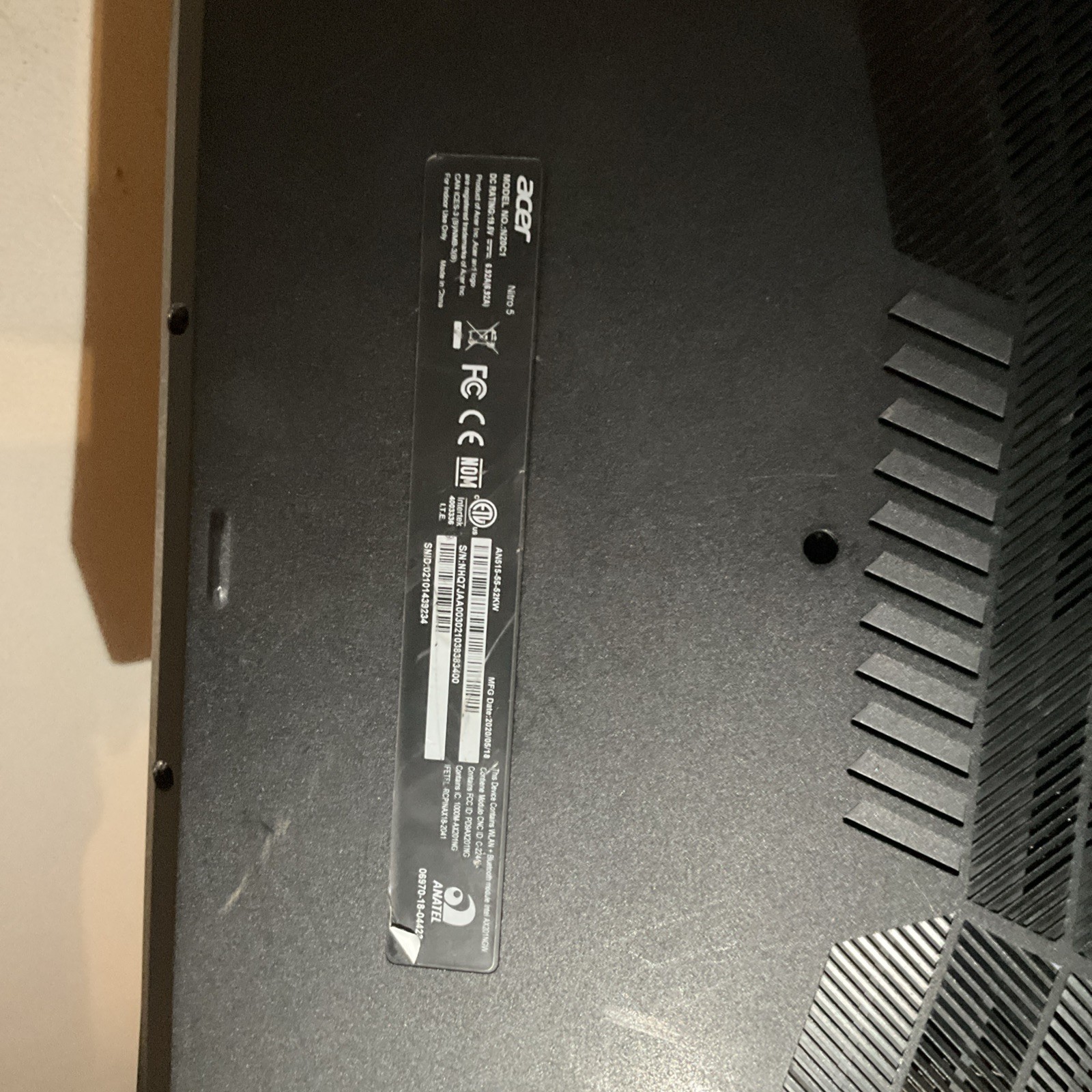 ACER Nitro AN515-54 Gaming Laptop With Charging Cable