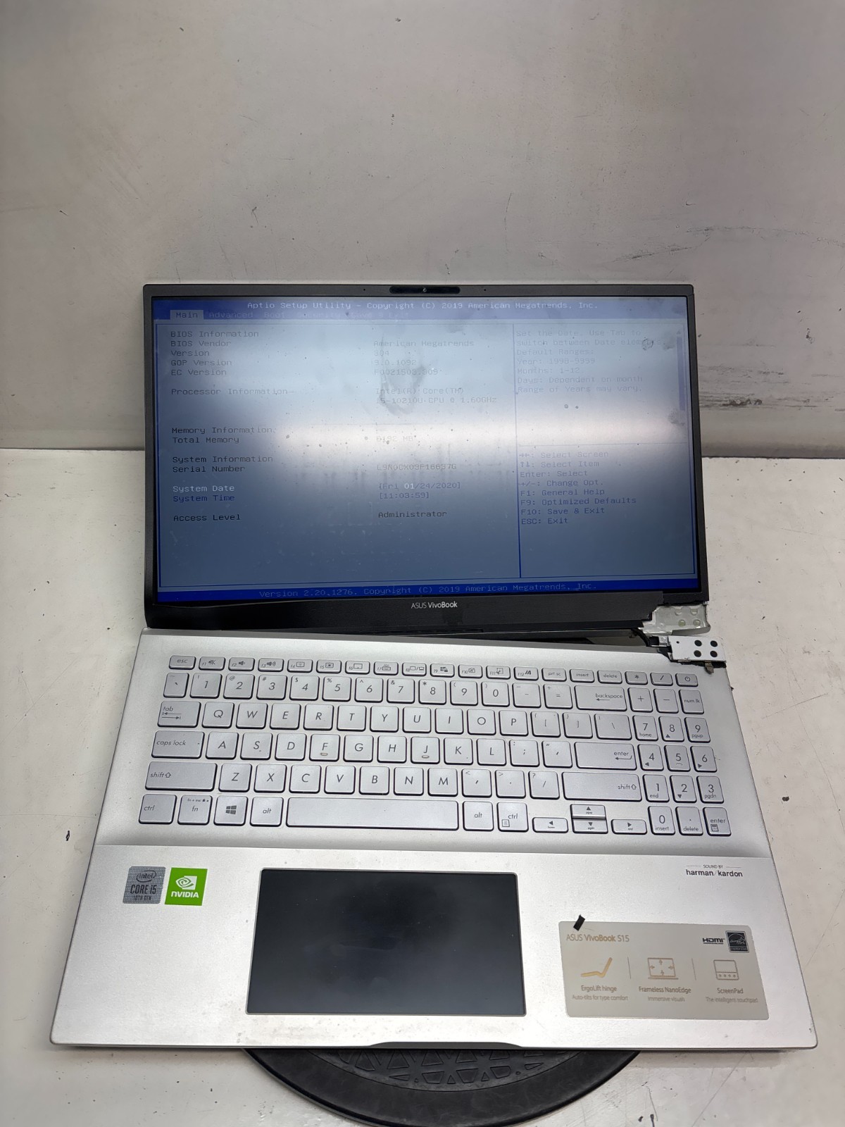 ASUS VivoBook S15 S532F Intel Core i5-10210U 1.60GHz 8GB NO HDD READ