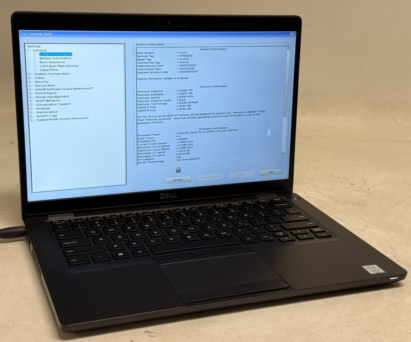 Dell Latitude 5400 14″ (i5-8265u 1.60GHz – 16GB RAM – 256GB SSD – Win11Home)