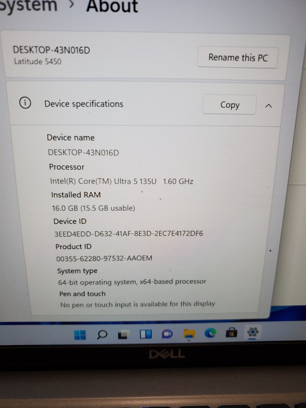 Dell Latitude 5450 14″ Laptop Ultra 5 135U 16GB RAM 256GB SSD Win11 #69