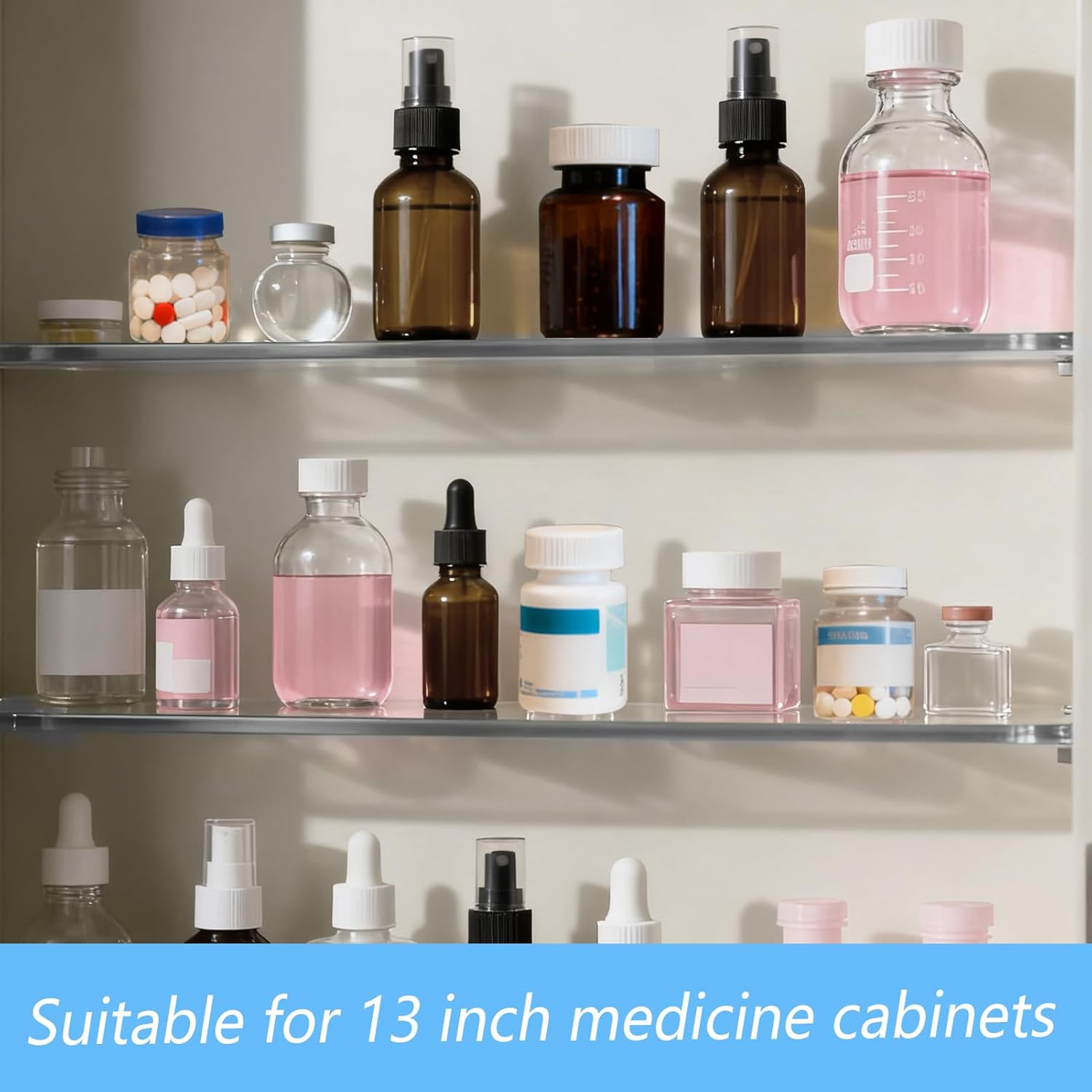 4 Packs Acrylic Medicine Shelves 13 Inches Medicine Cabinet Replacement Shelves