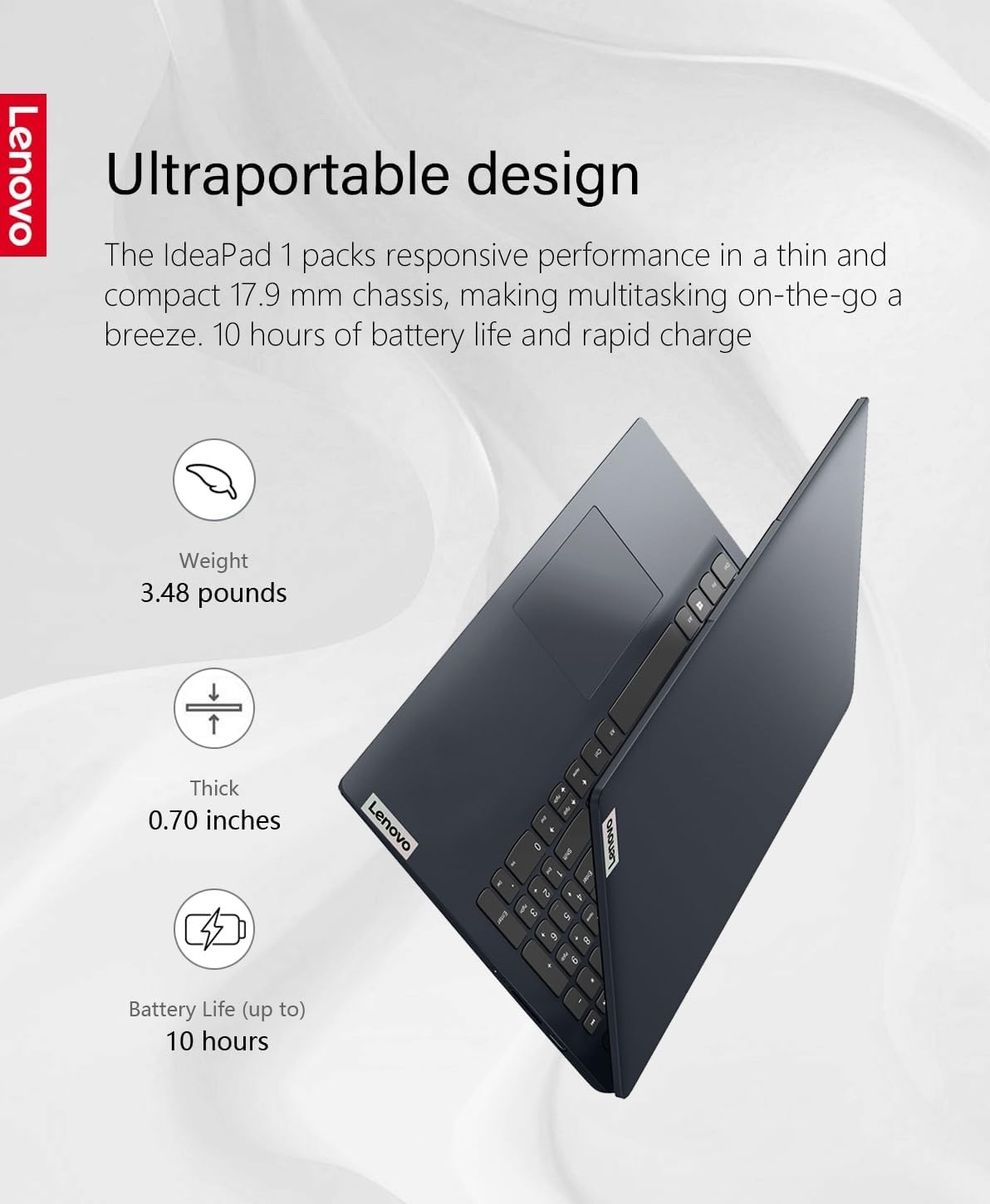 Lenovo IdeaPad 1 15.6 Full HD Touchscreen Laptop AMD Ryzen 5 7520U 8GB RAM 256GB