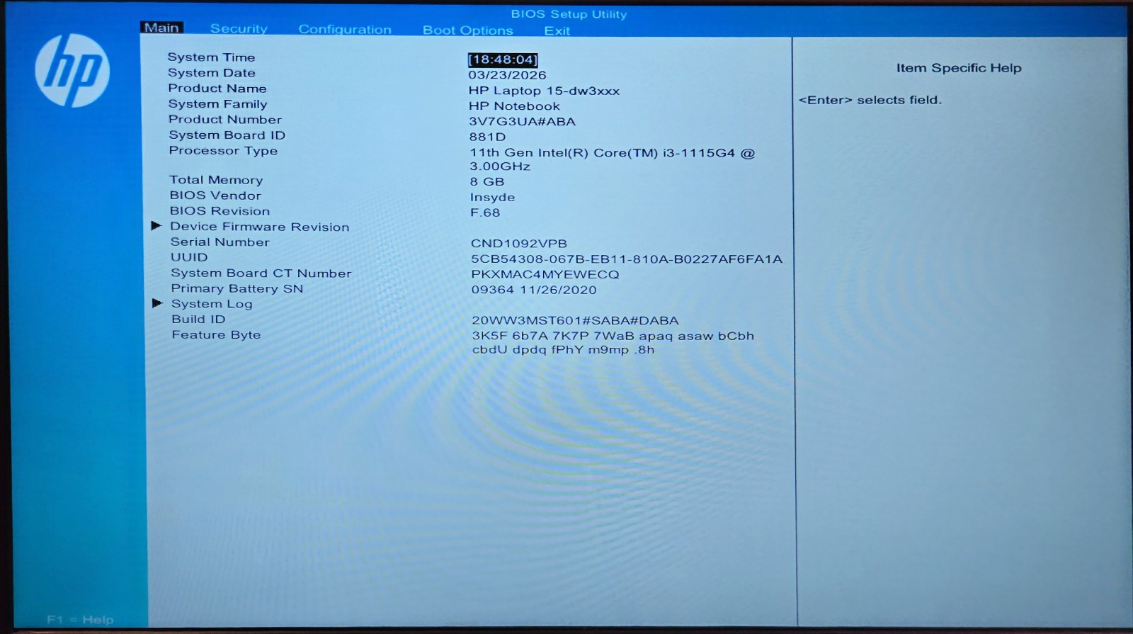 HP laptop 15.6″ screen 11th Gen Intel i3 8gb ram 256gb SSD w/charger Windows 11