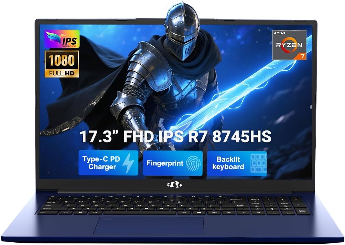 NIMO 17.3″ Laptop AMD Ryzen 7 8745HS 16GB DDR5 RAM 512GB SSD Radeon 780M GPU