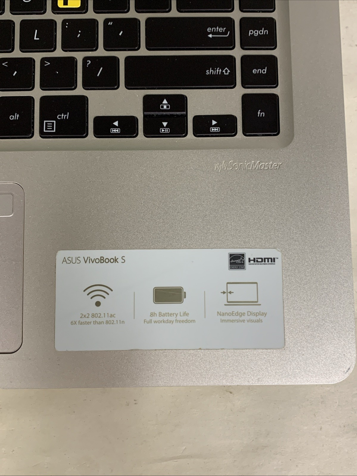 ASUS VivoBook S15 Silver Laptop Intel Core i5-8250U 8GB RAM 256GB SSD Win11 Home