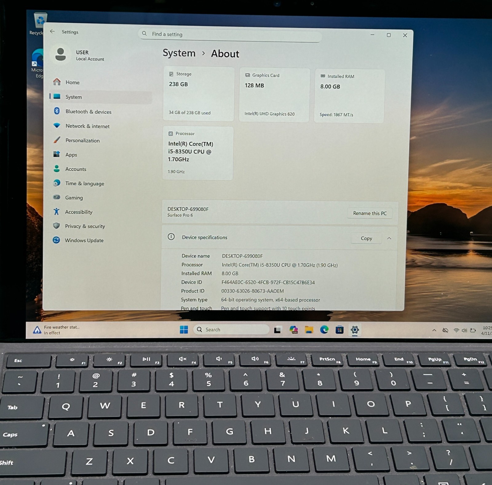 Microsoft Surface Pro 6 1796 12.3″ i5 8GB 256GB SSD Win11 Pro