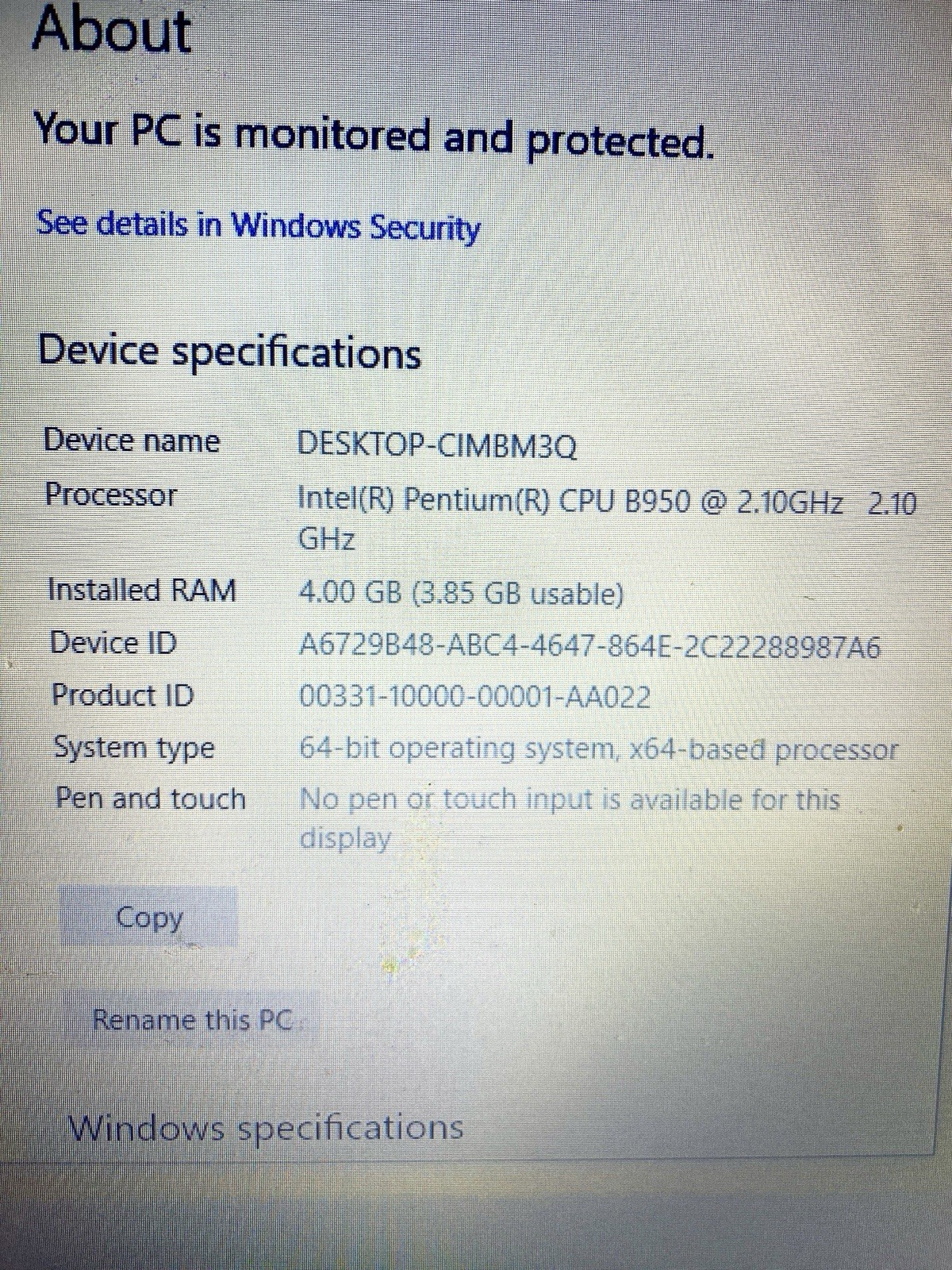 HP 2000 AMD 4GB Ram Laptop Intel Pentium CPU B950 —SEE SPECS