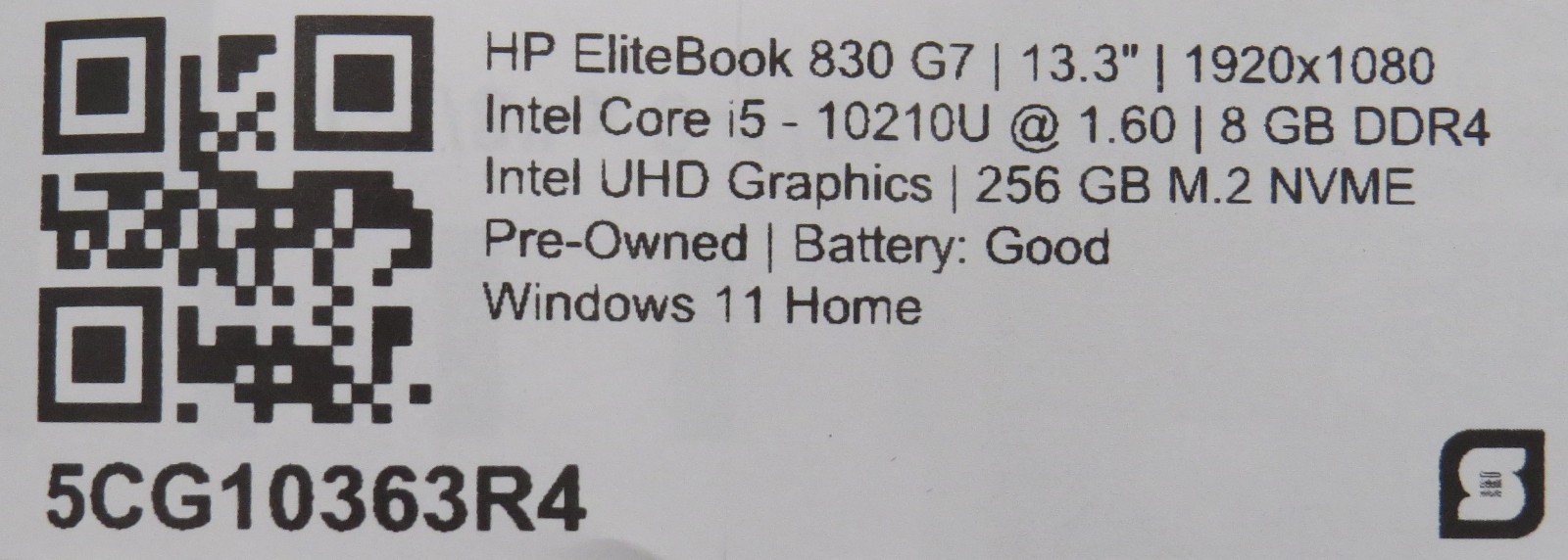 HP Elitebook 830 G7 | i5-10210U @ 1.6GHz | 8GB DDR4 | 256GB m2 | 13″ | Win 11