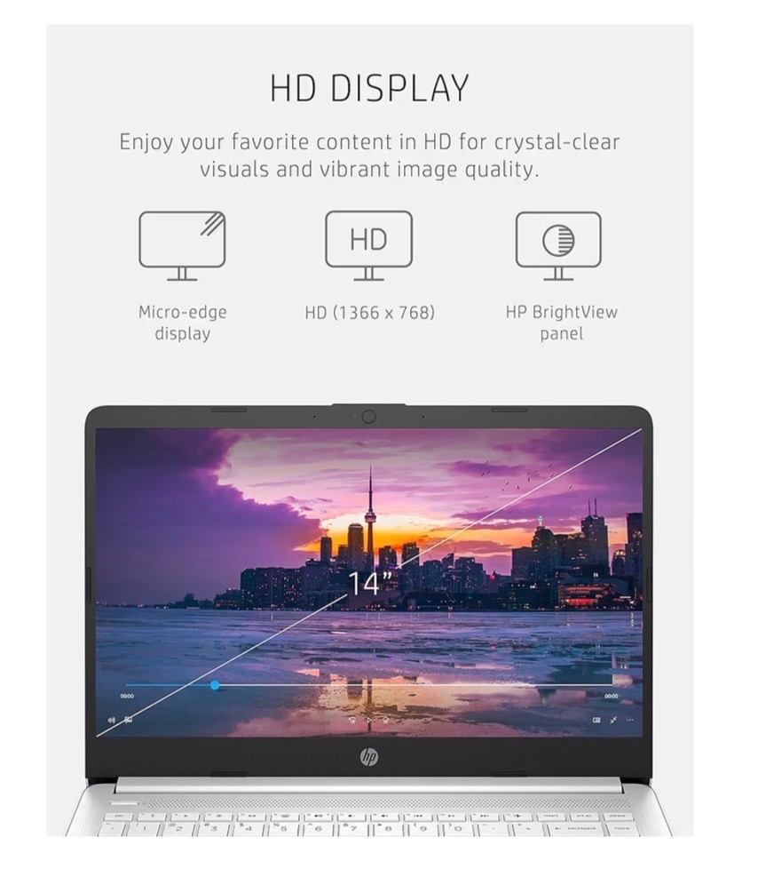 14 Laptop, Intel Celeron N4020, 4 GB RAM, 64 GB Storage, 14-inch Micro-edge HD