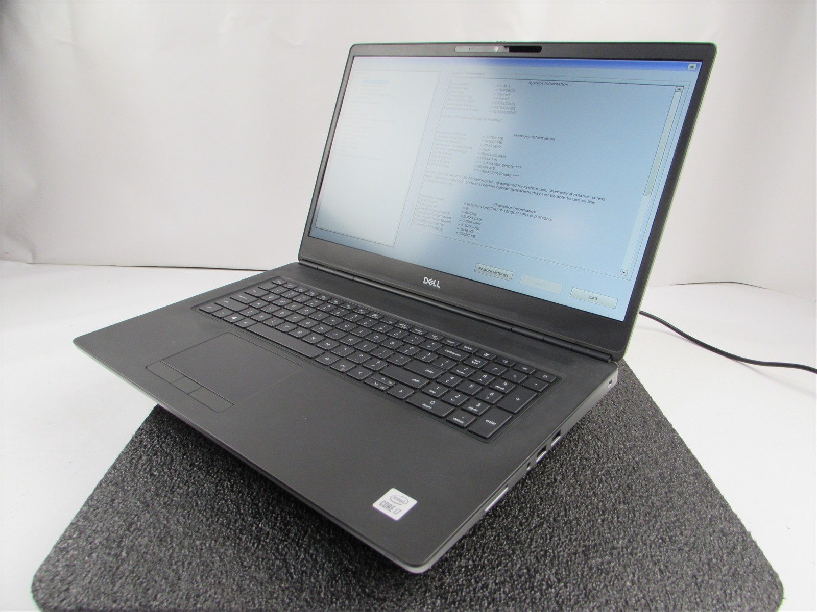 DELL PRECISION 7750 FHD CORE I7-10850H 1TB 32GB RAM RTX 4000 WIN 11 PRO NO BATT