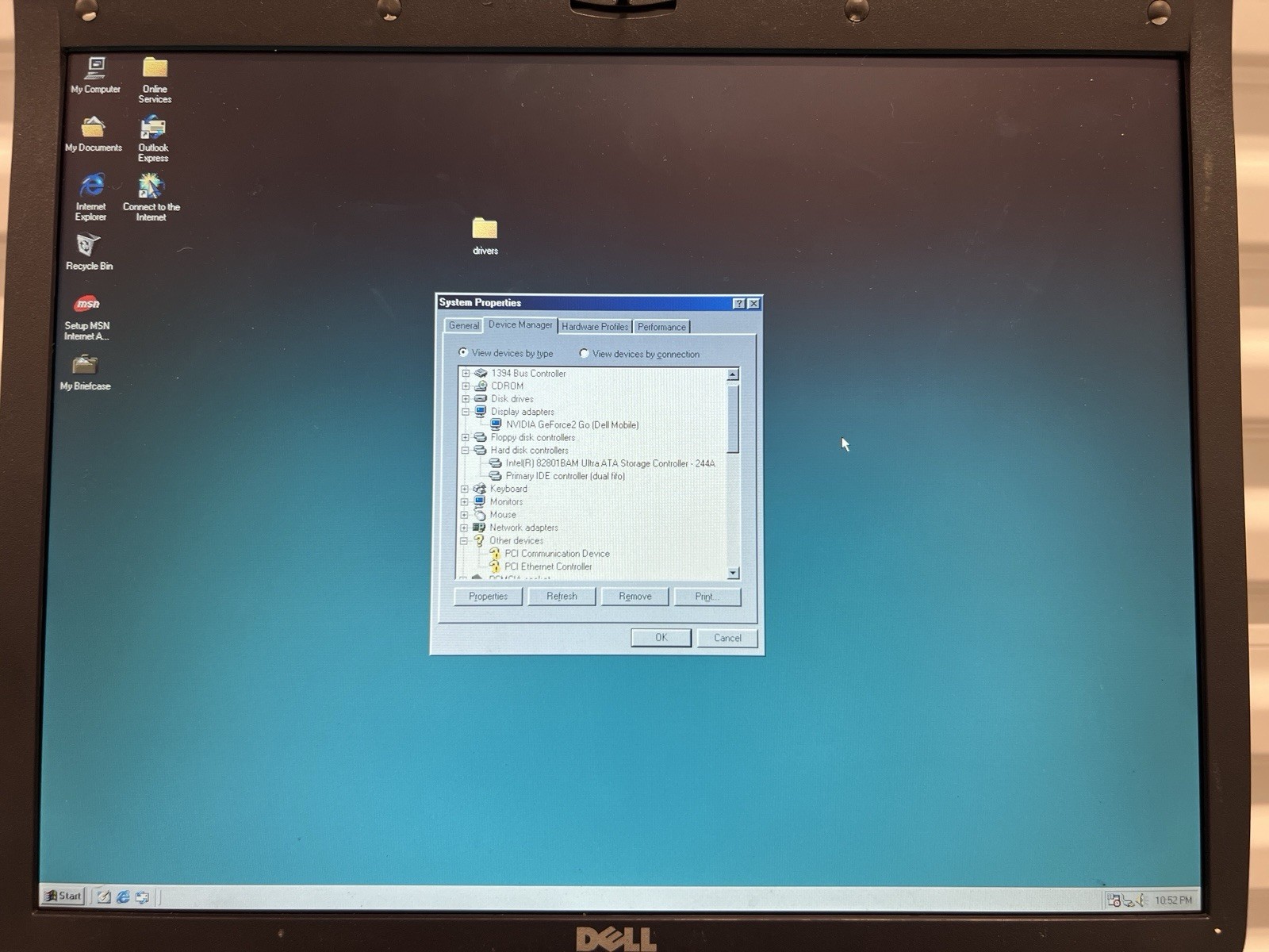 Dell Inspiron 8100 PP01X Pentium III Windows 98 Laptop DVD Floppy RS232 Nvidia