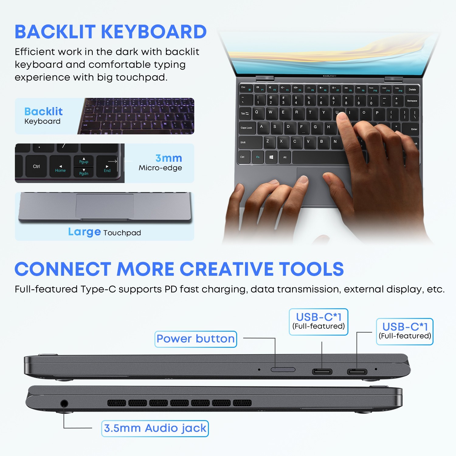 CHUWI Minibook X 10.5″ Touchscreen Laptop | Intel N150 | 12GB RAM | 512GB SSD