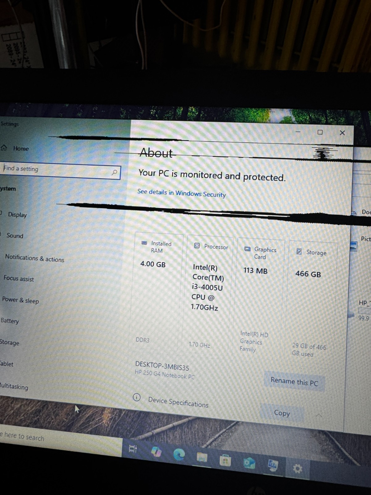 HP 250 G4 Core I3-4005U 500GB HDD 4GB RAM Laptop For Parts/Repair #6127