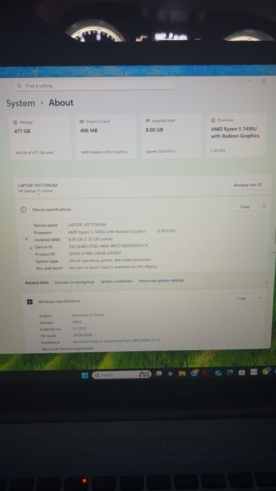 HP 17..3 Full HD Laptop Amd Ryzen 5 7000 Series 8gb